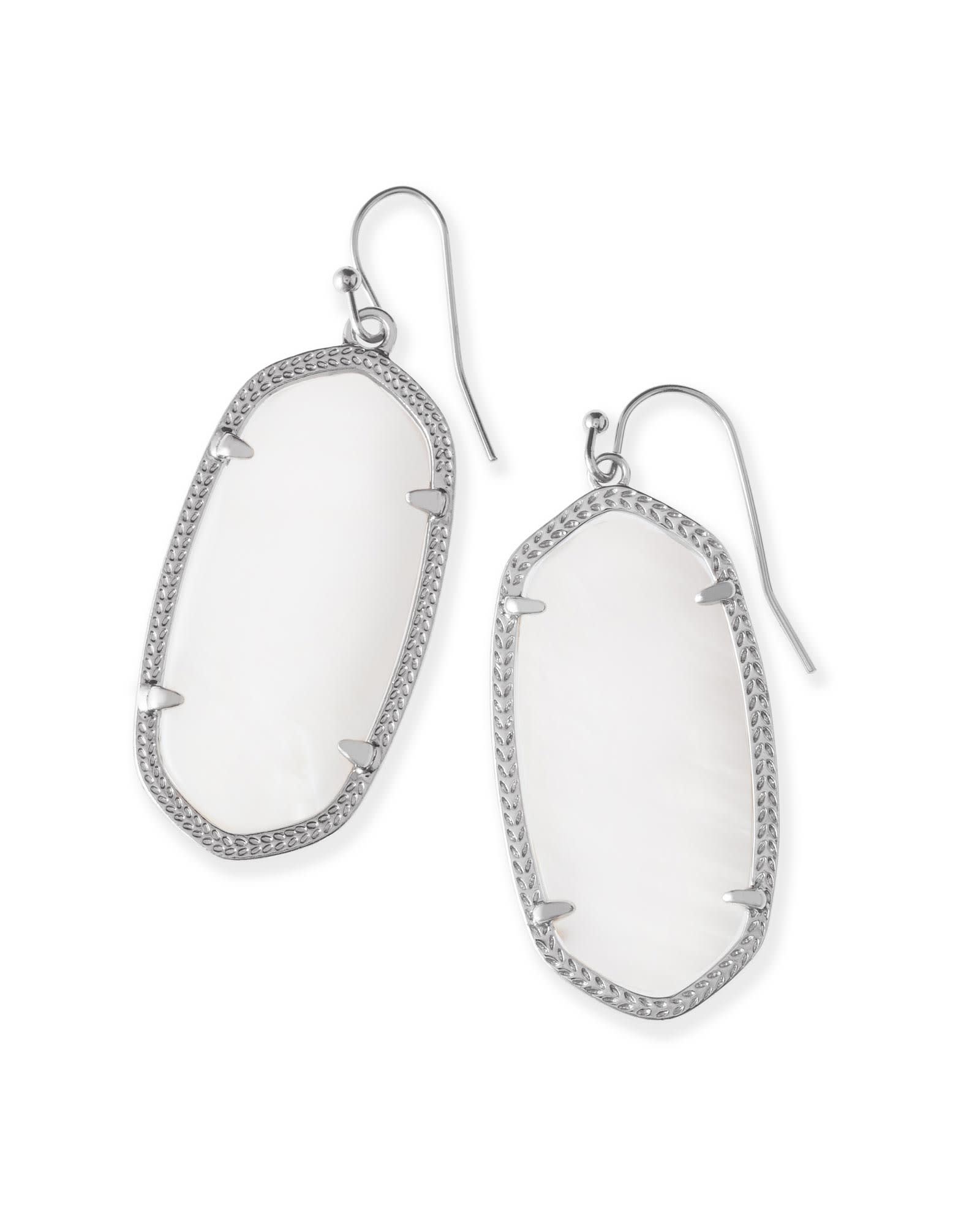 Elle Silver Drop Earrings In Ivory Mother-Of-Pearl