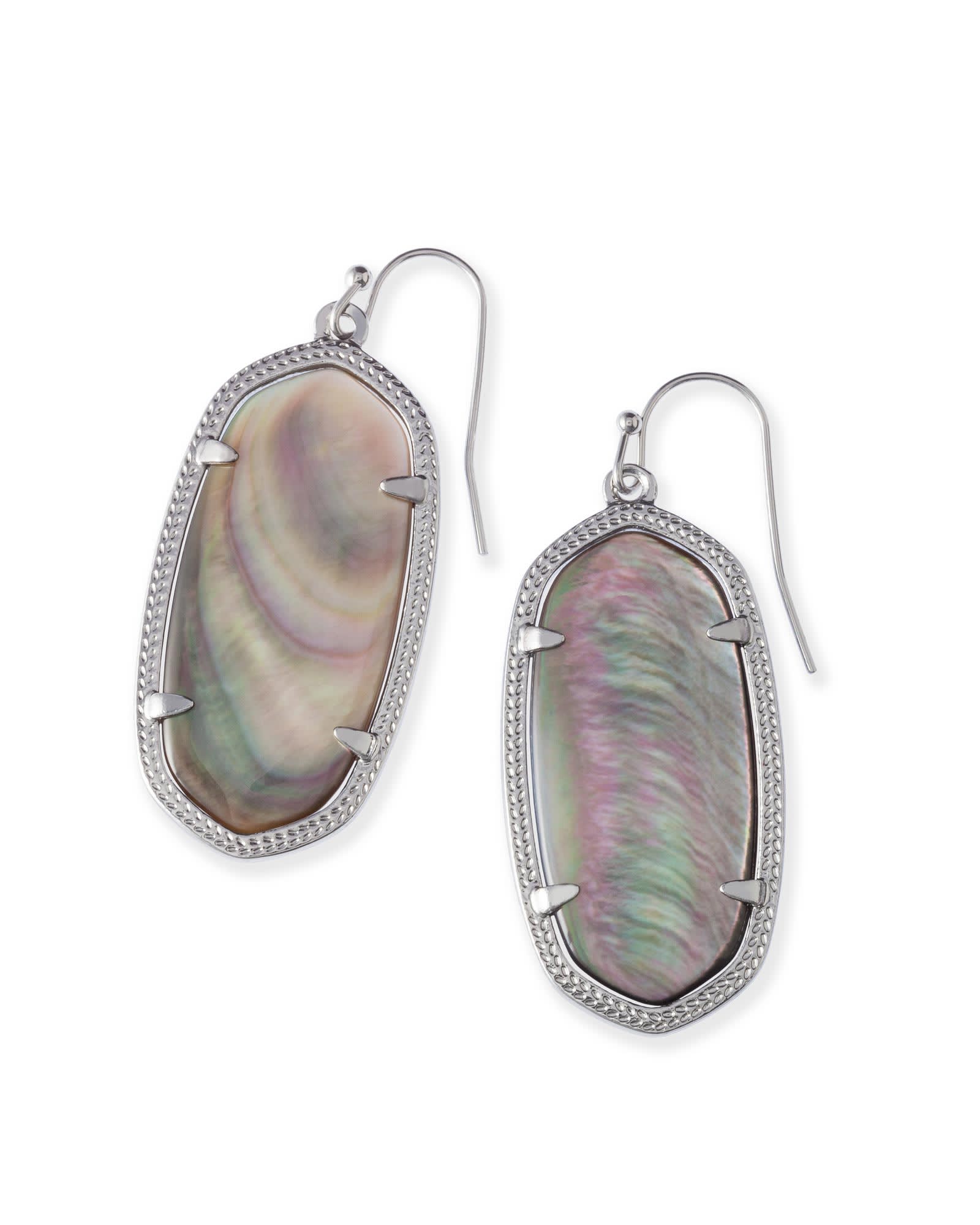 Elle Silver Drop Earrings in Black Mother-of-Pearl