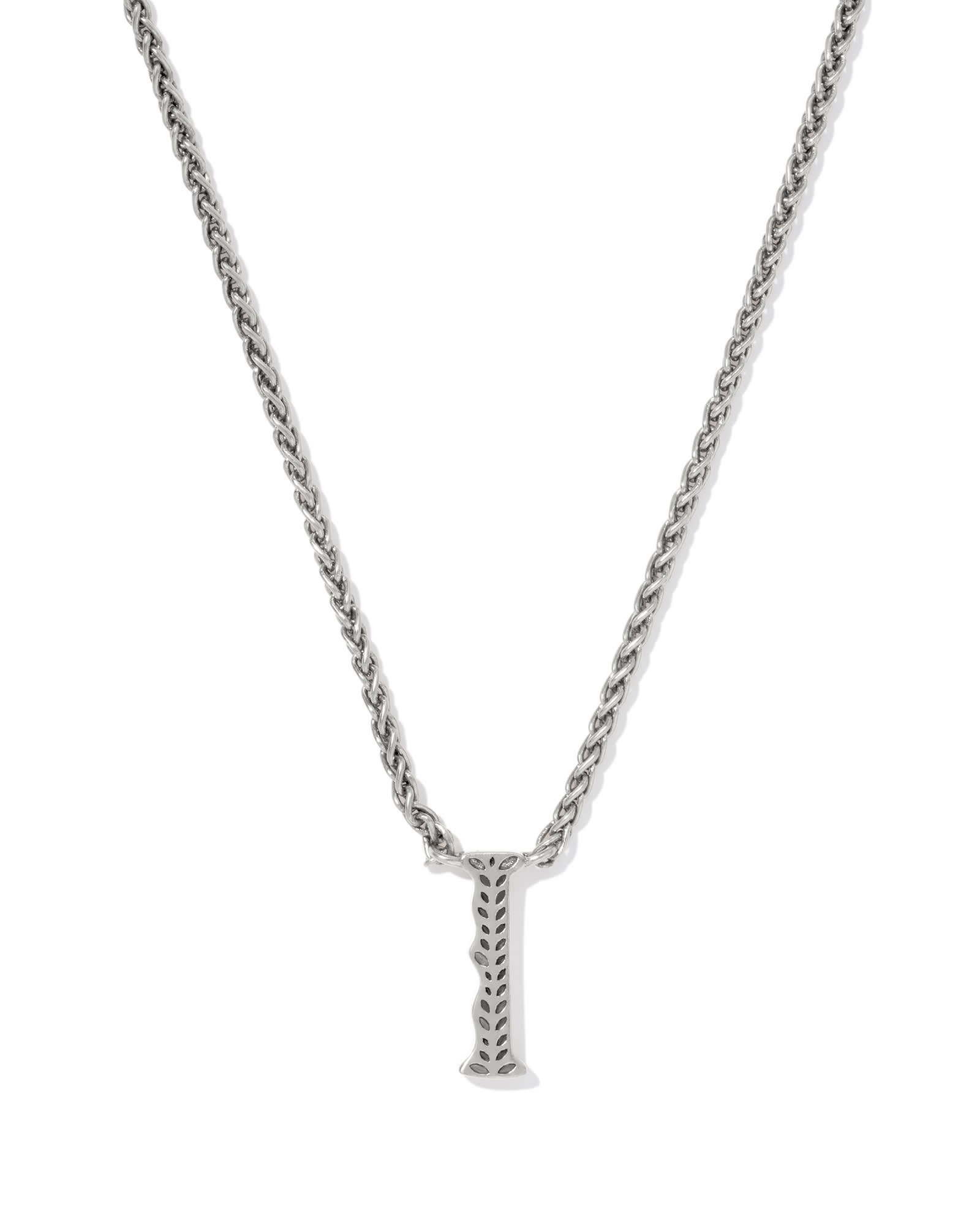 Beau Letter I Pendant Necklace in Vintage Silver