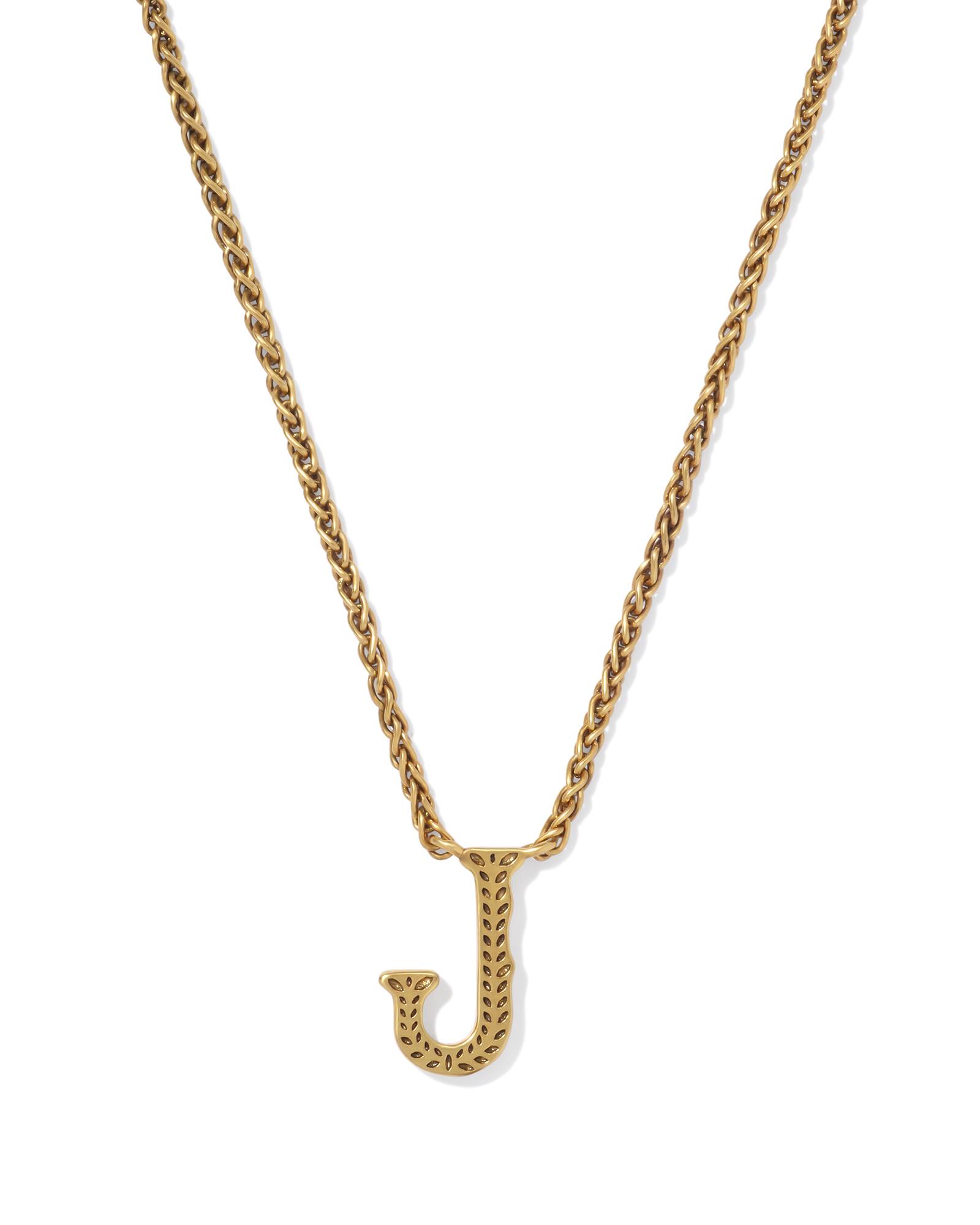 Beau Letter J Pendant Necklace in Vintage Gold