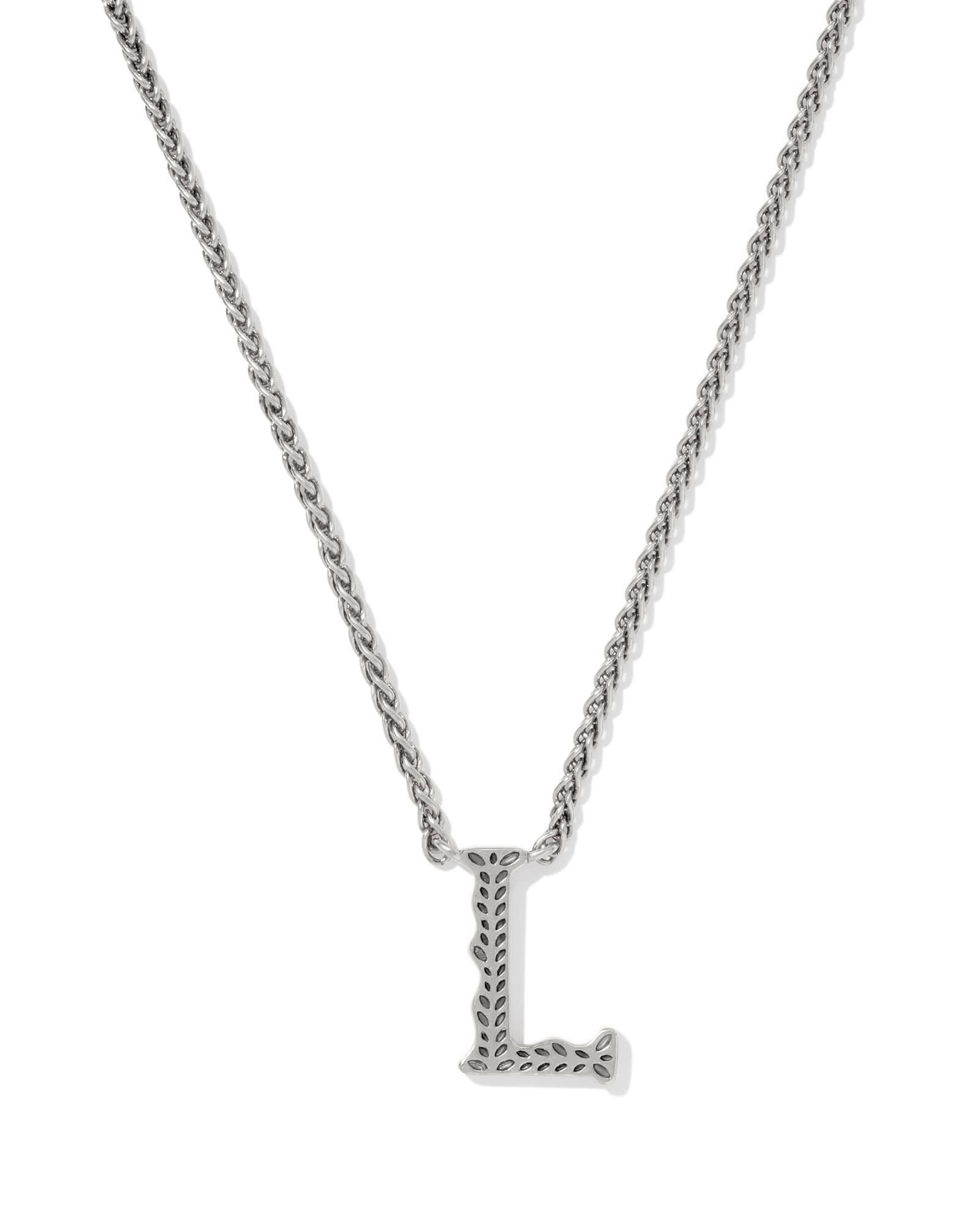 Beau Letter L Pendant Necklace in Vintage Silver