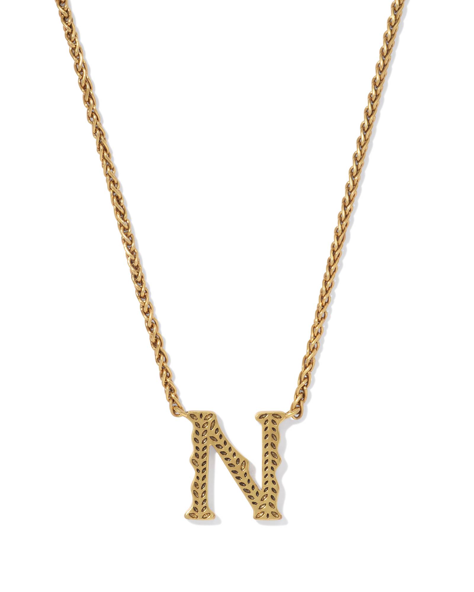 Beau Letter N Pendant Necklace in Vintage Gold