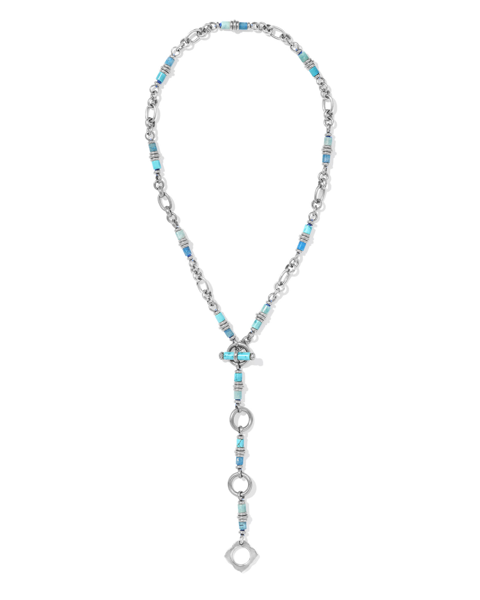 Bree Vintage Silver Chain Necklace in Teal Mix