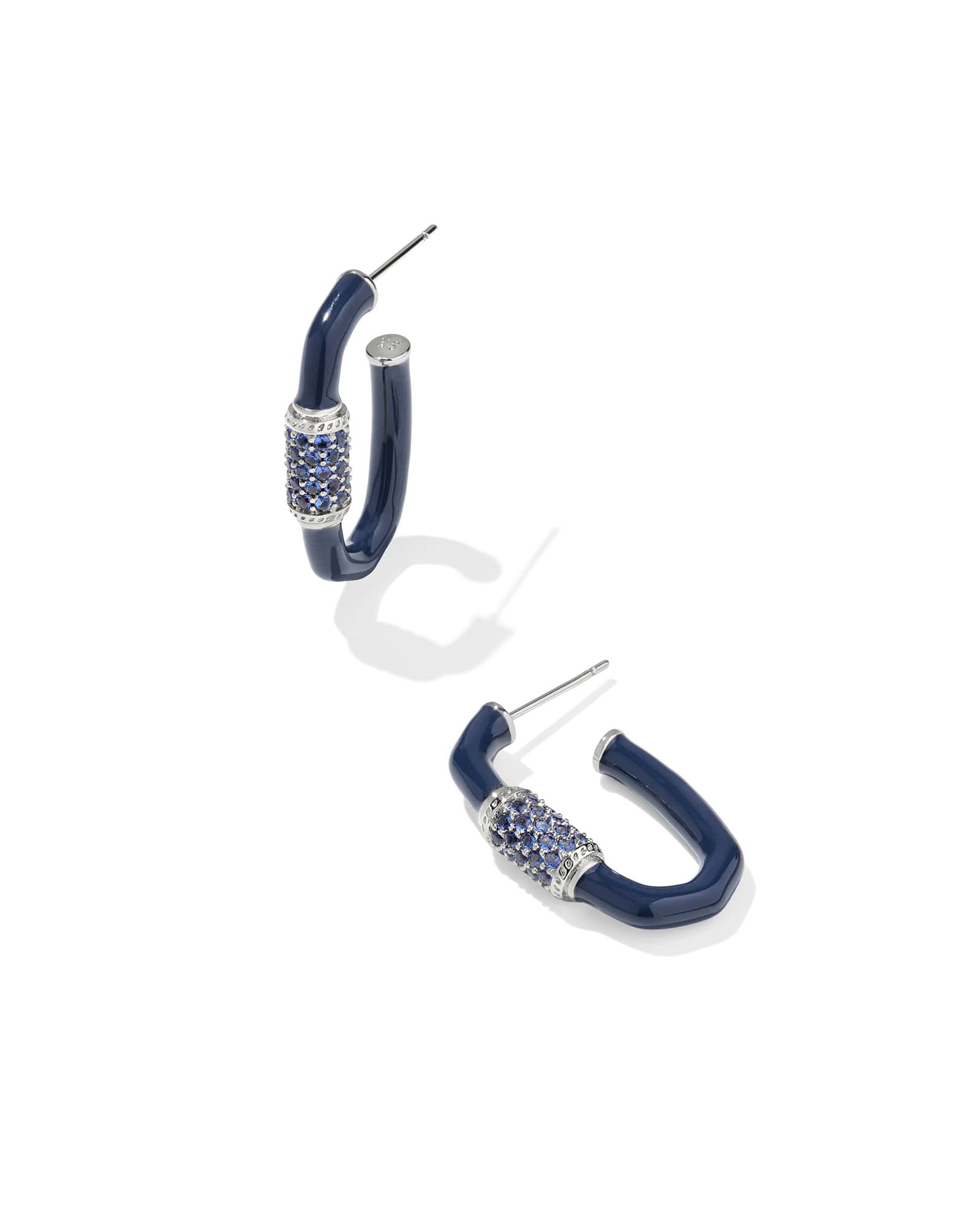 Emery Silver Enamel Hoop Earrings