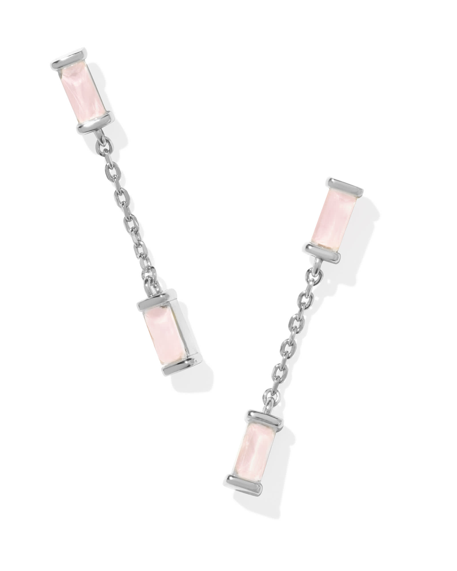 Juliette Silver Drop Earrings in Rose Quartz