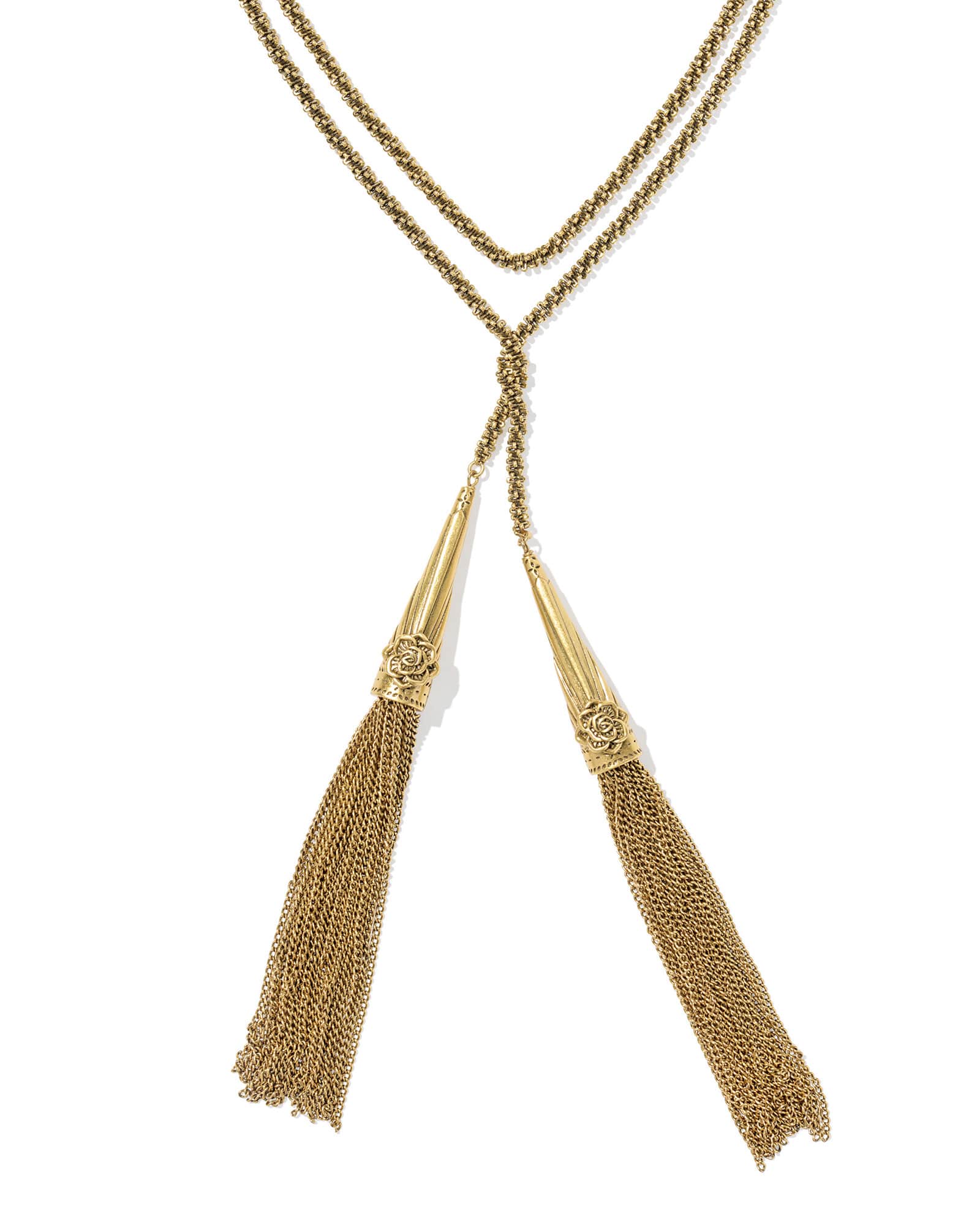Ansel Rose Vintage Gold Lariat Necklace