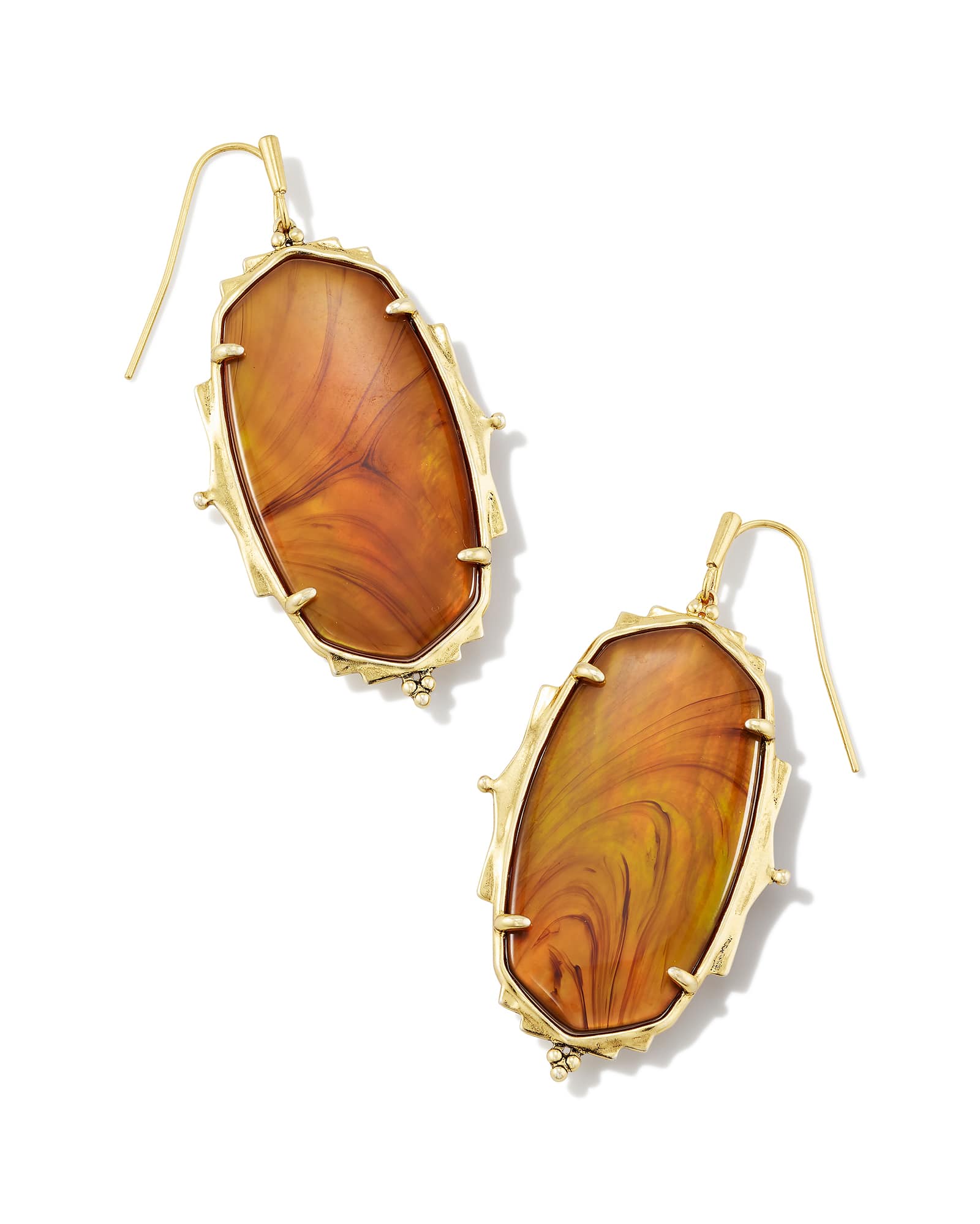 Baroque Vintage Gold Ella Drop Earrings in Marbled Amber Illusion