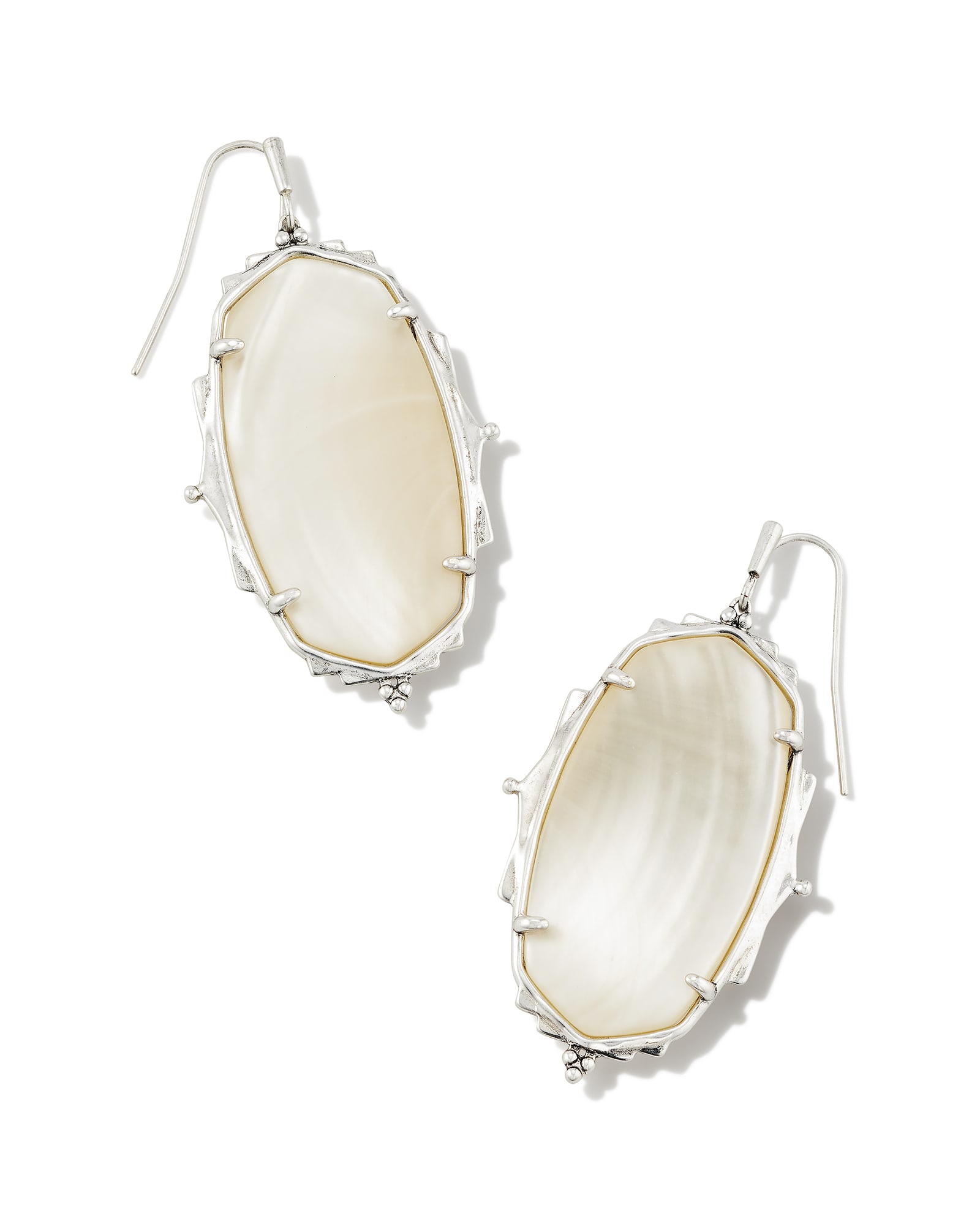 Baroque Vintage Silver Ella Drop Earrings in Natural Mother-of-Pearl