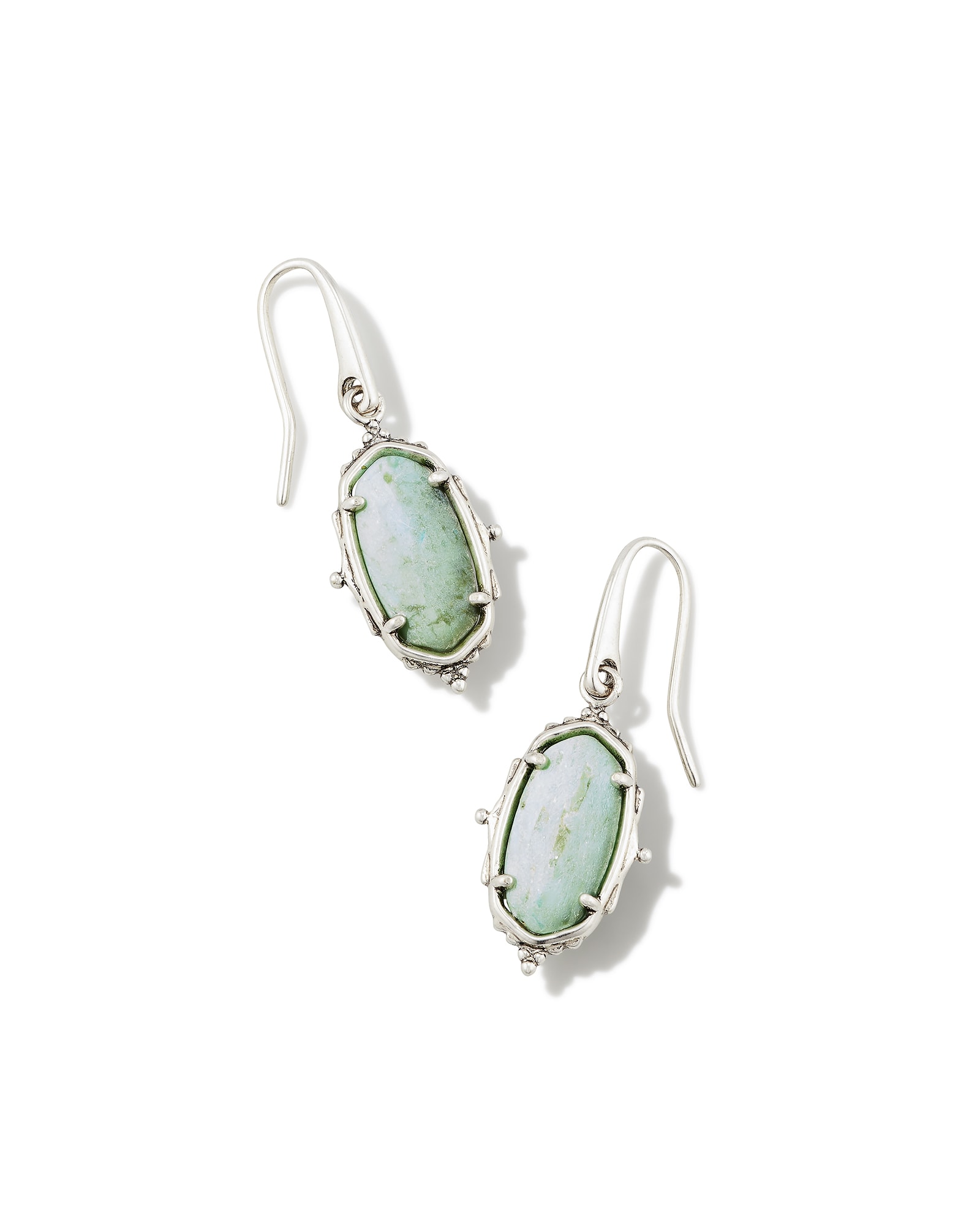 Baroque Vintage Silver Lee Drop Earrings in Sea Green Chrysocolla