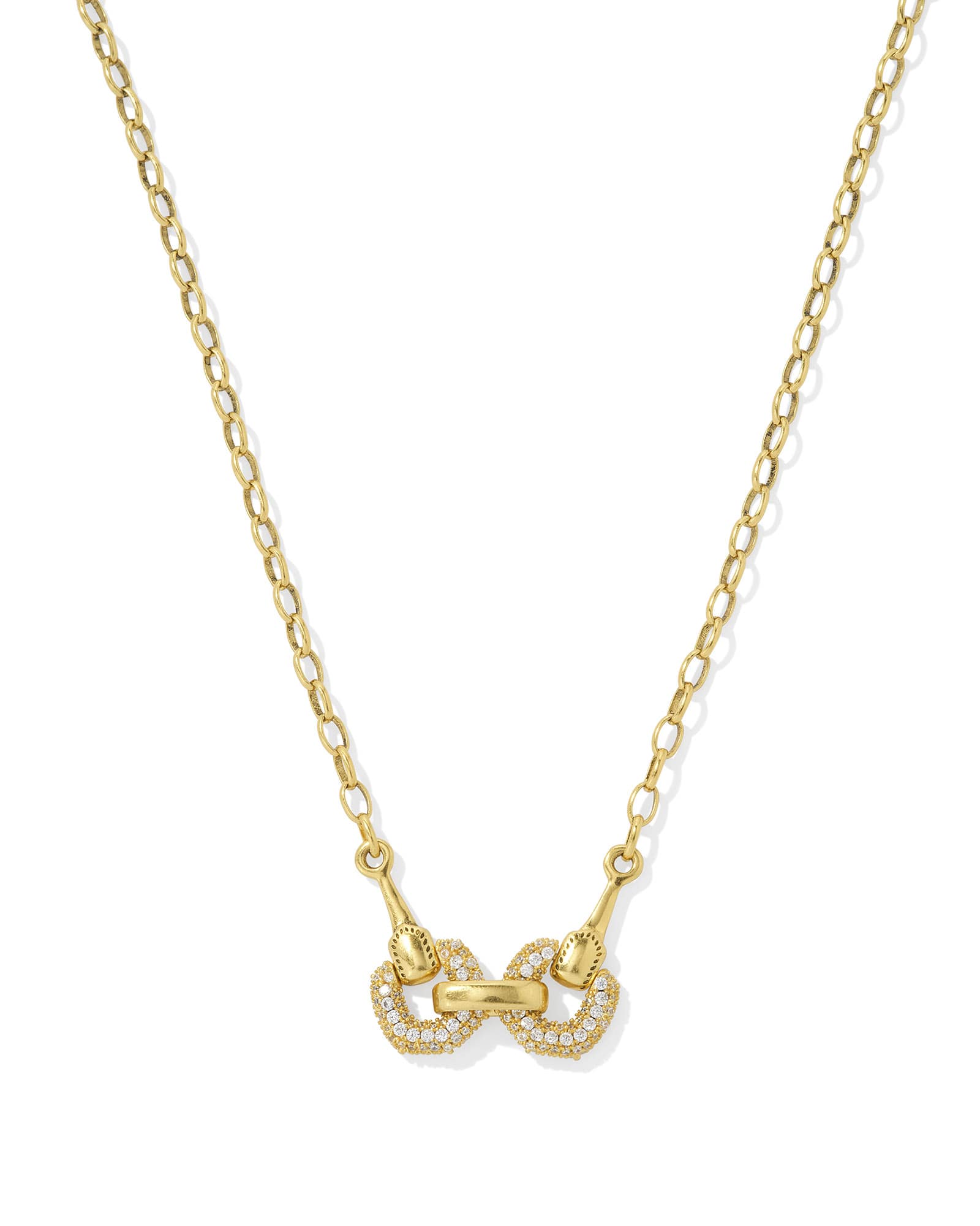 Beau Vintage Gold Pave Short Pendant Necklace in White CZ