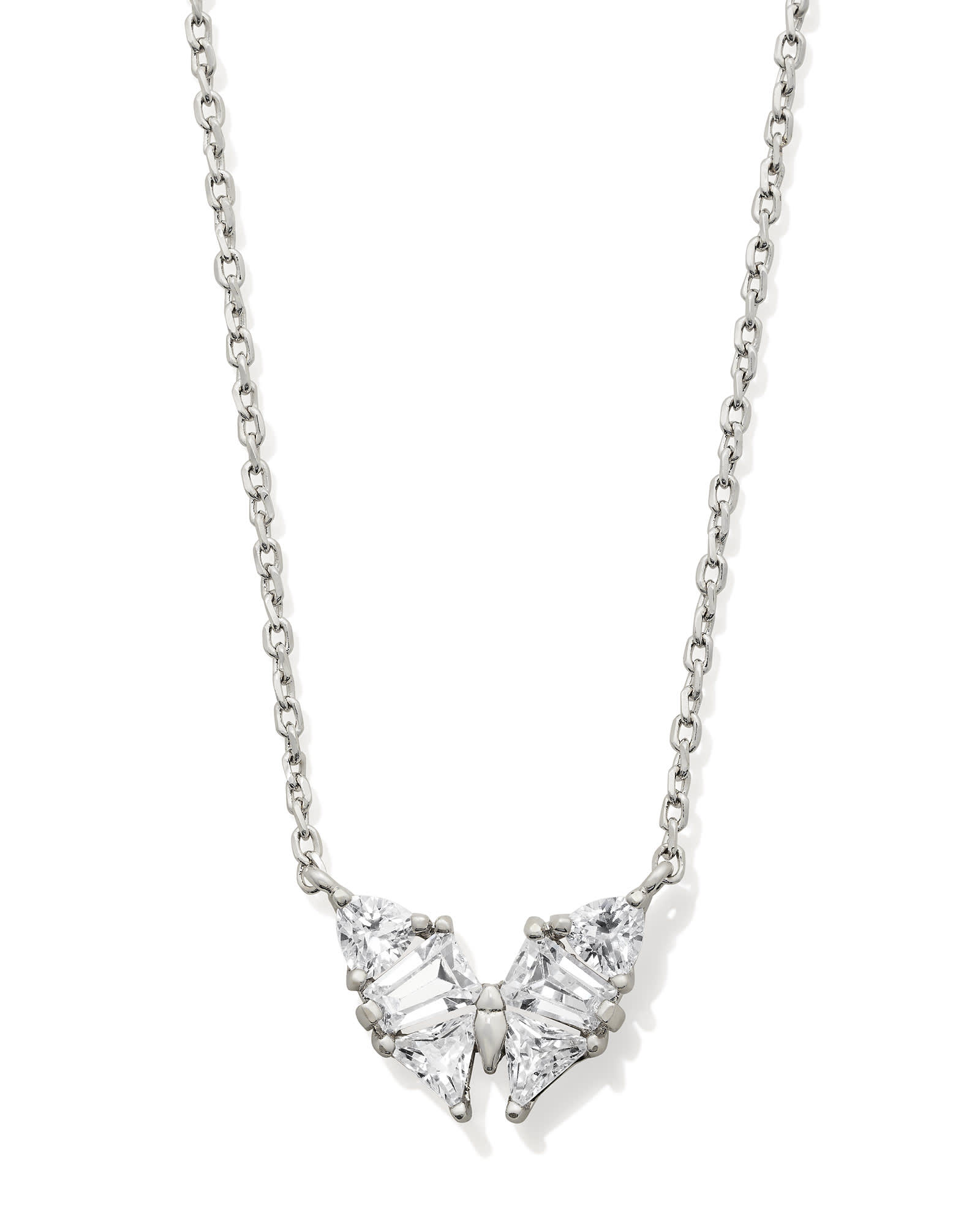 Blair Silver Butterly Small Short Pendant Necklace in White CZ