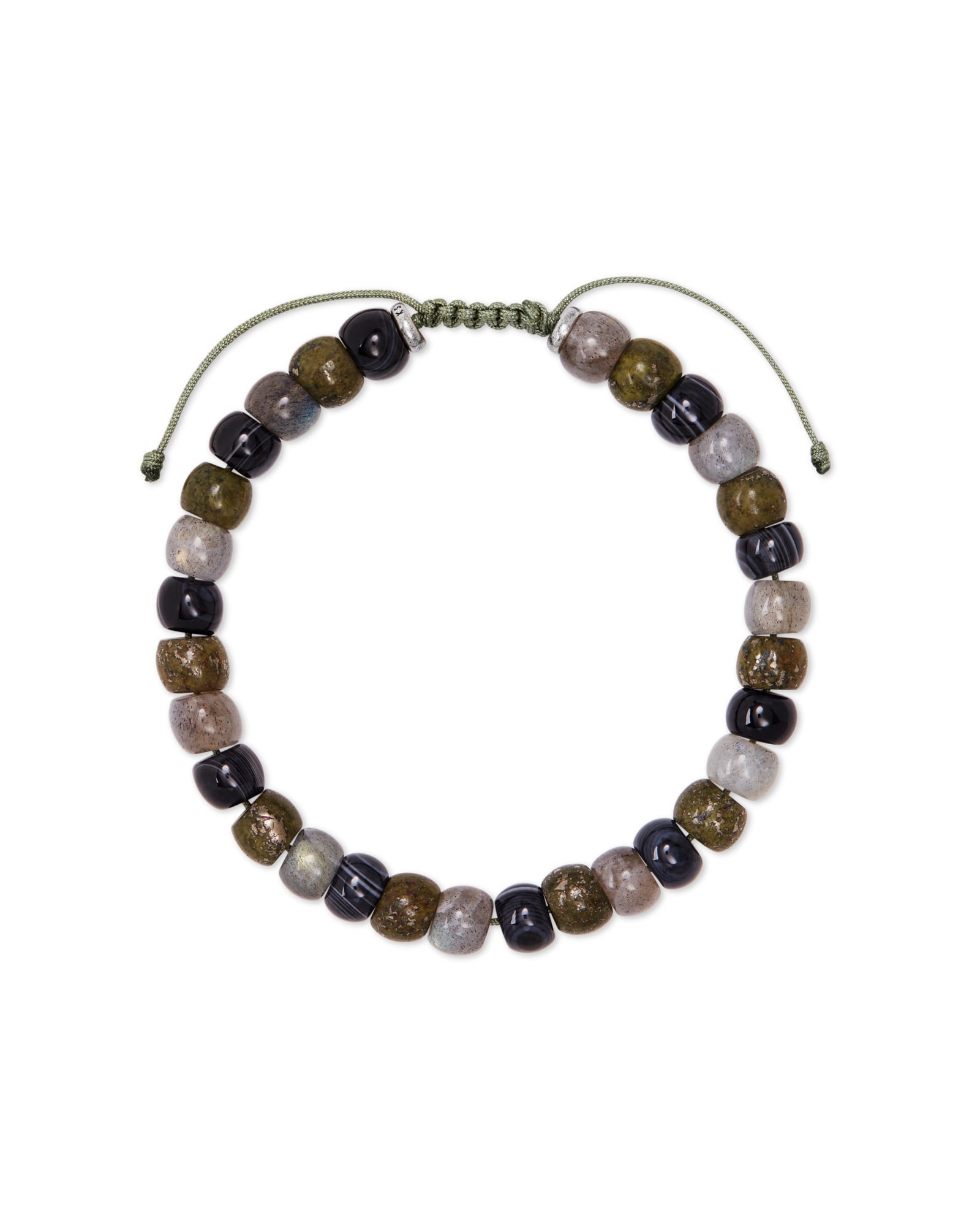 Cade Oxidized Sterling Silver Corded Bracelet in Olive Mix