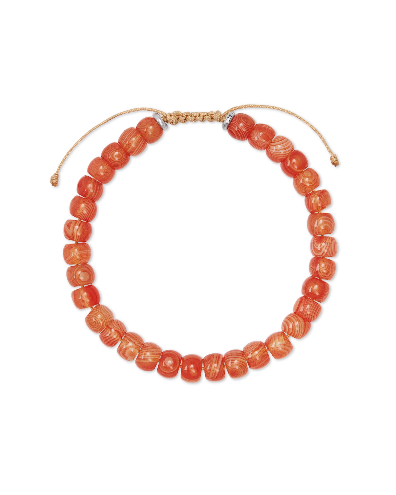 Cade Oxidized Sterling Silver Corded Bracelet in Orange Banded Agate