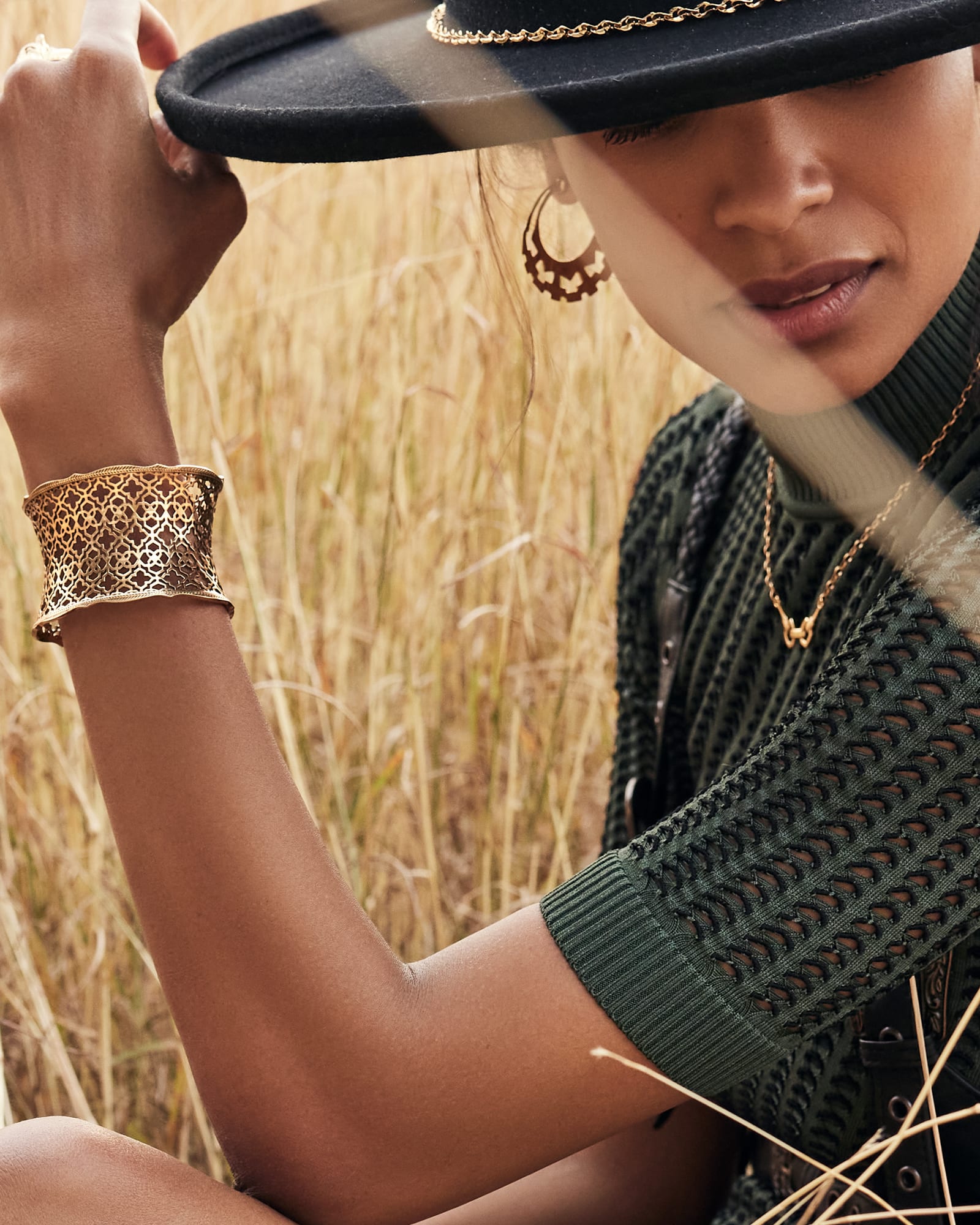 Candice Statement Cuff Bracelet in Vintage Gold