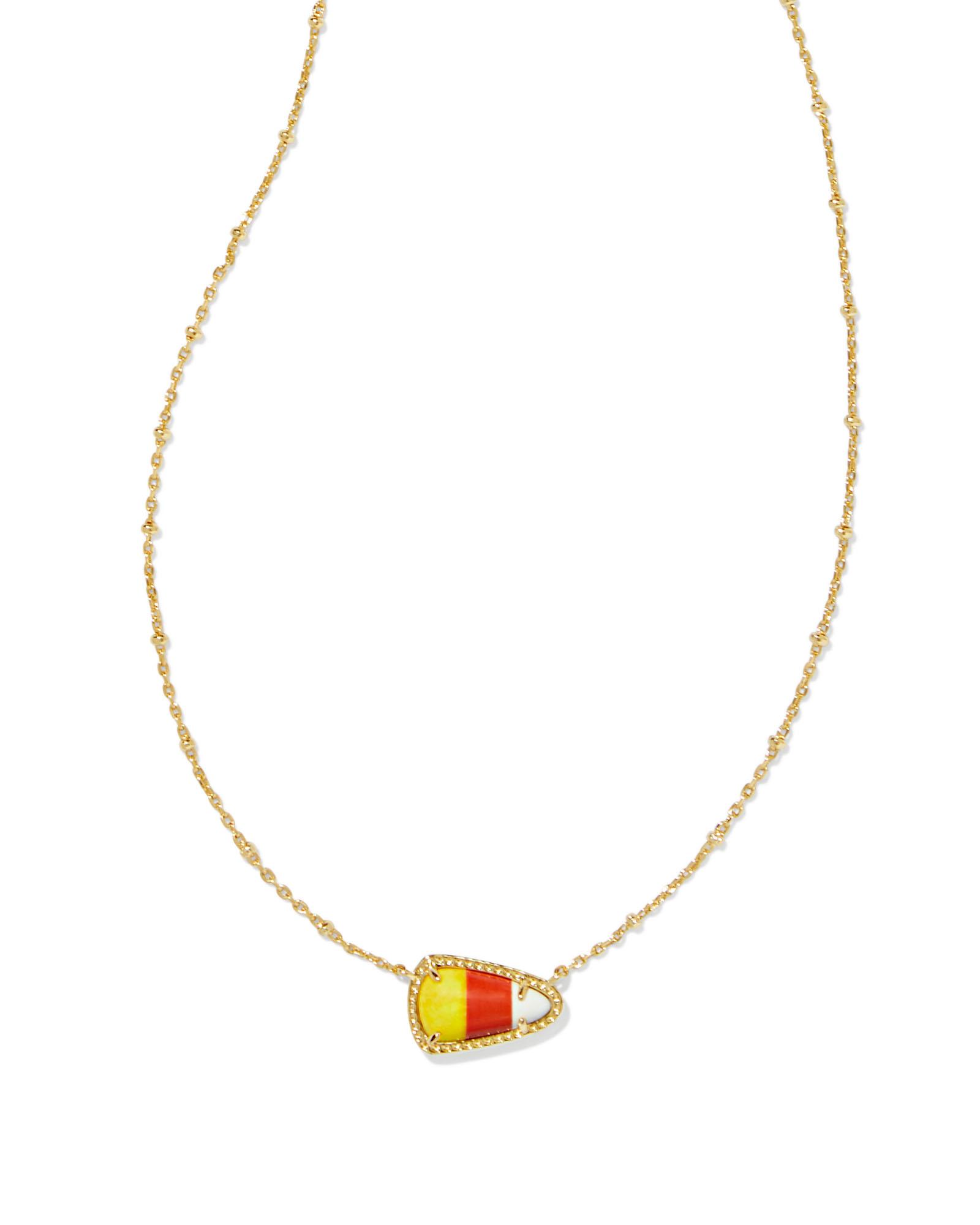 Candy Corn Gold Short Pendant Necklace in Candy Corn Magnesite