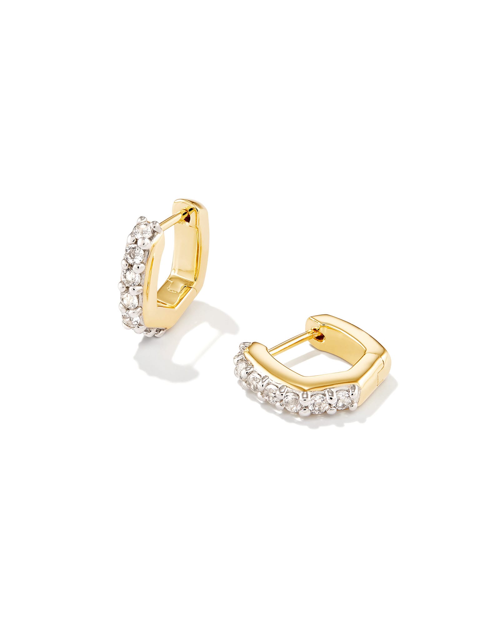 Davie 18k Gold Vermeil Huggie Earrings in White Topaz
