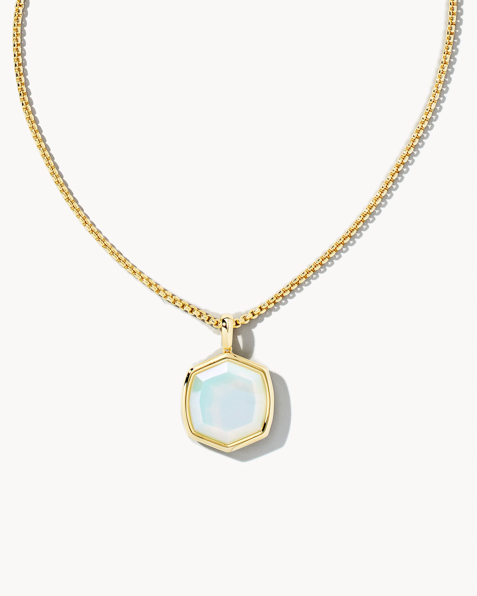 Davis Gold Long Pendant Necklace in Iridescent Opalite