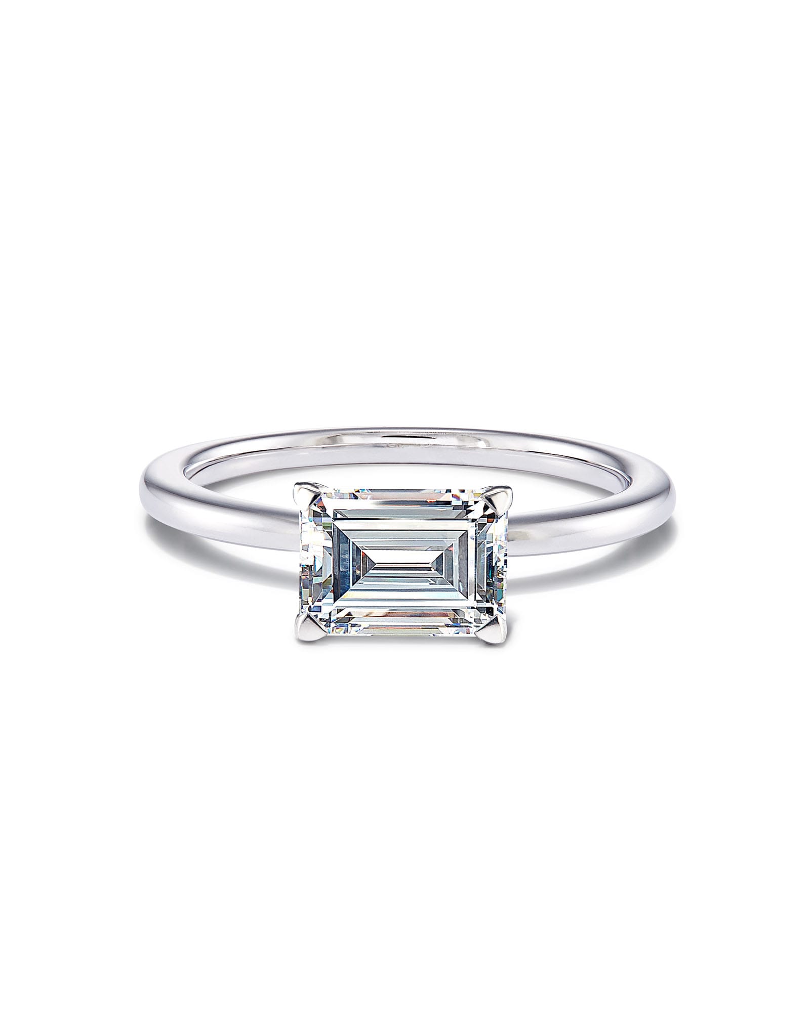 1.5 ct Emerald Solitaire Engagement Ring in 14k White Gold