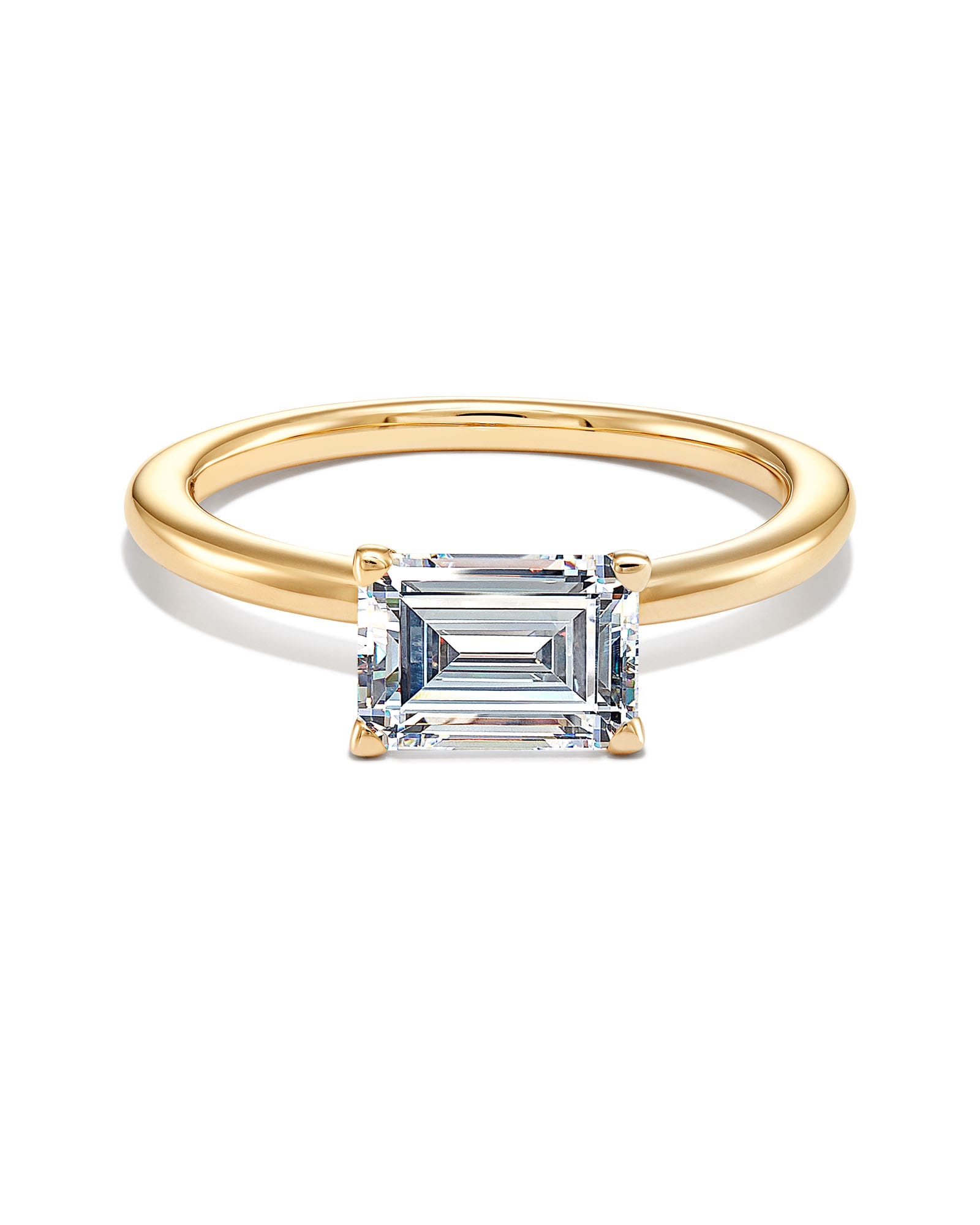 0.5 ct Emerald Solitaire Engagement Ring in 14k Yellow Gold