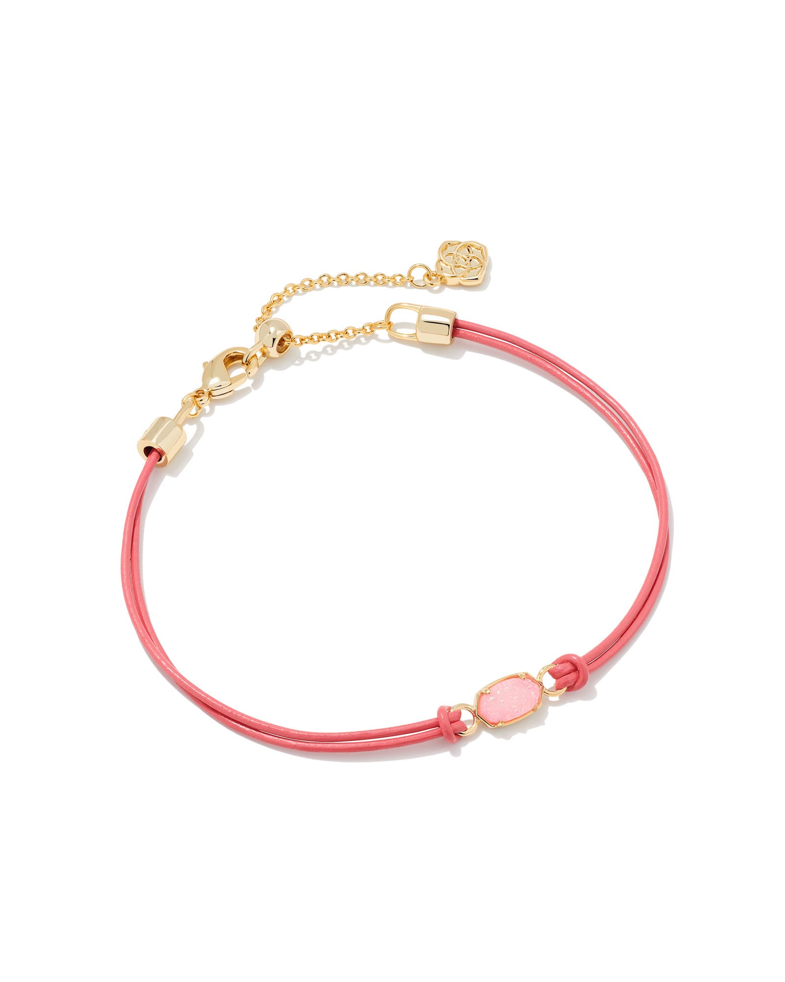 Emilie Gold Corded Bracelet in Light Pink Drusy