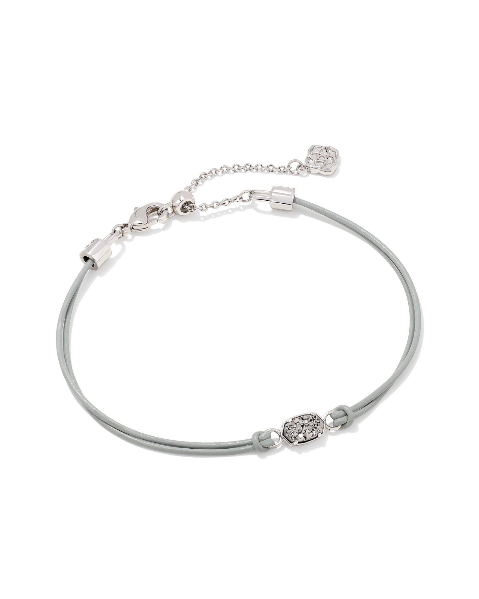 Emilie Silver Corded Bracelet in Platinum Drusy