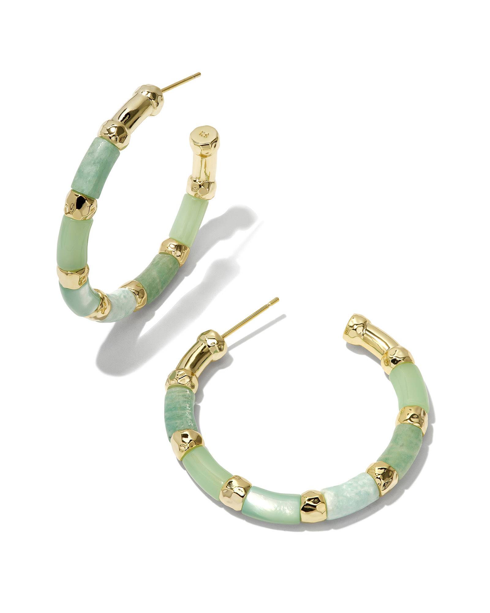 Gigi Gold Hoop Earrings in Blue Mix