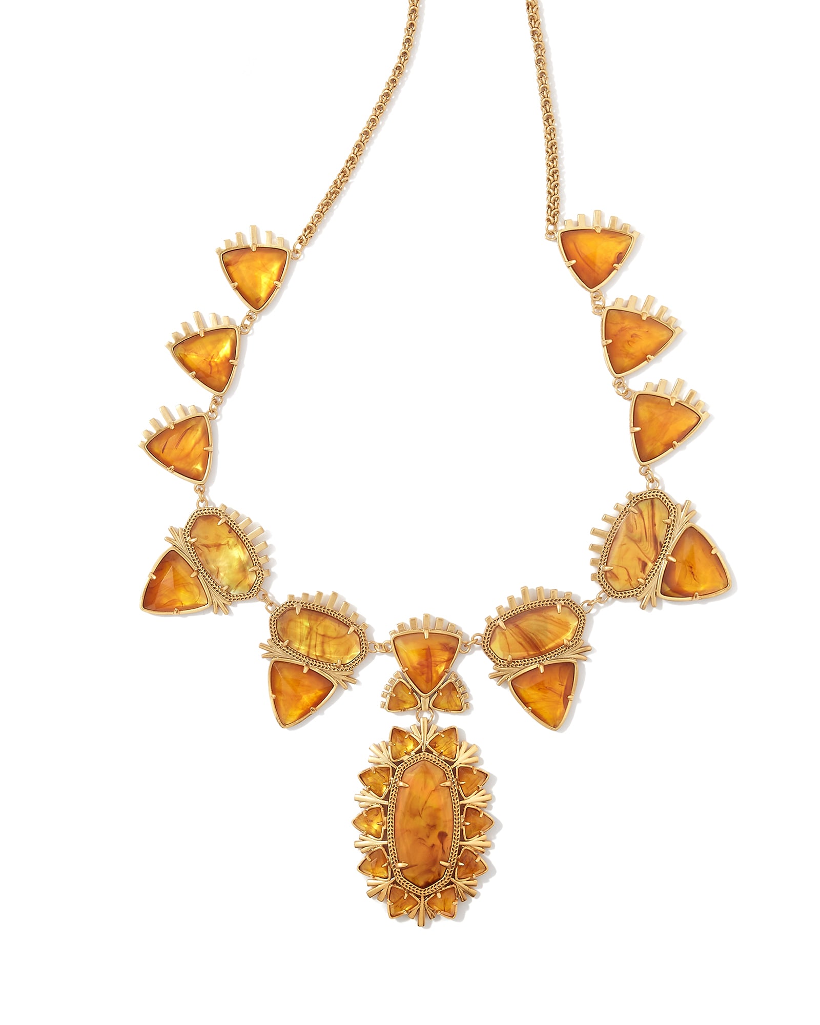 Havana Vintage Gold Necklace in Marbled Amber Illusion