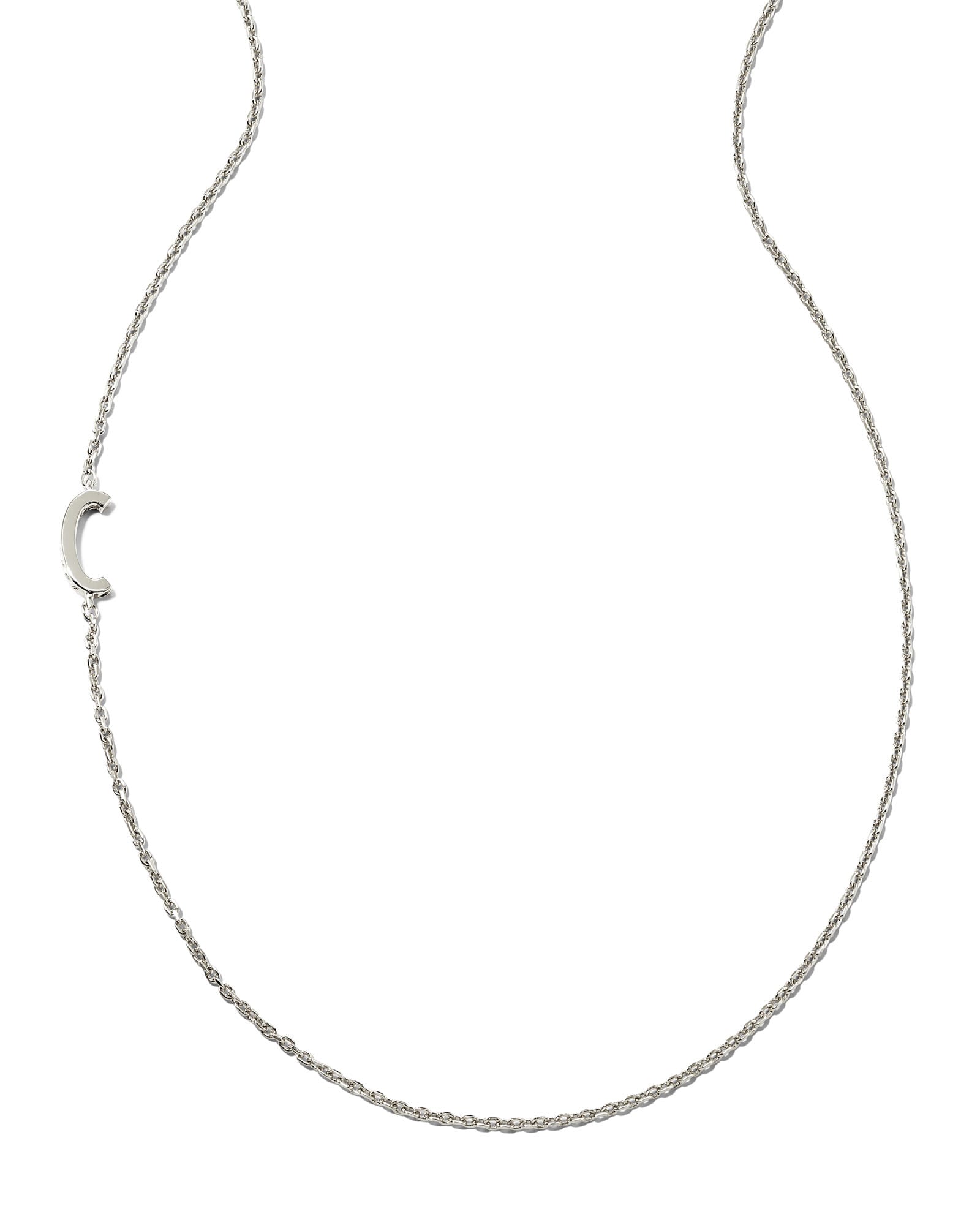 Letter C Inline Initial Necklace in Sterling Silver