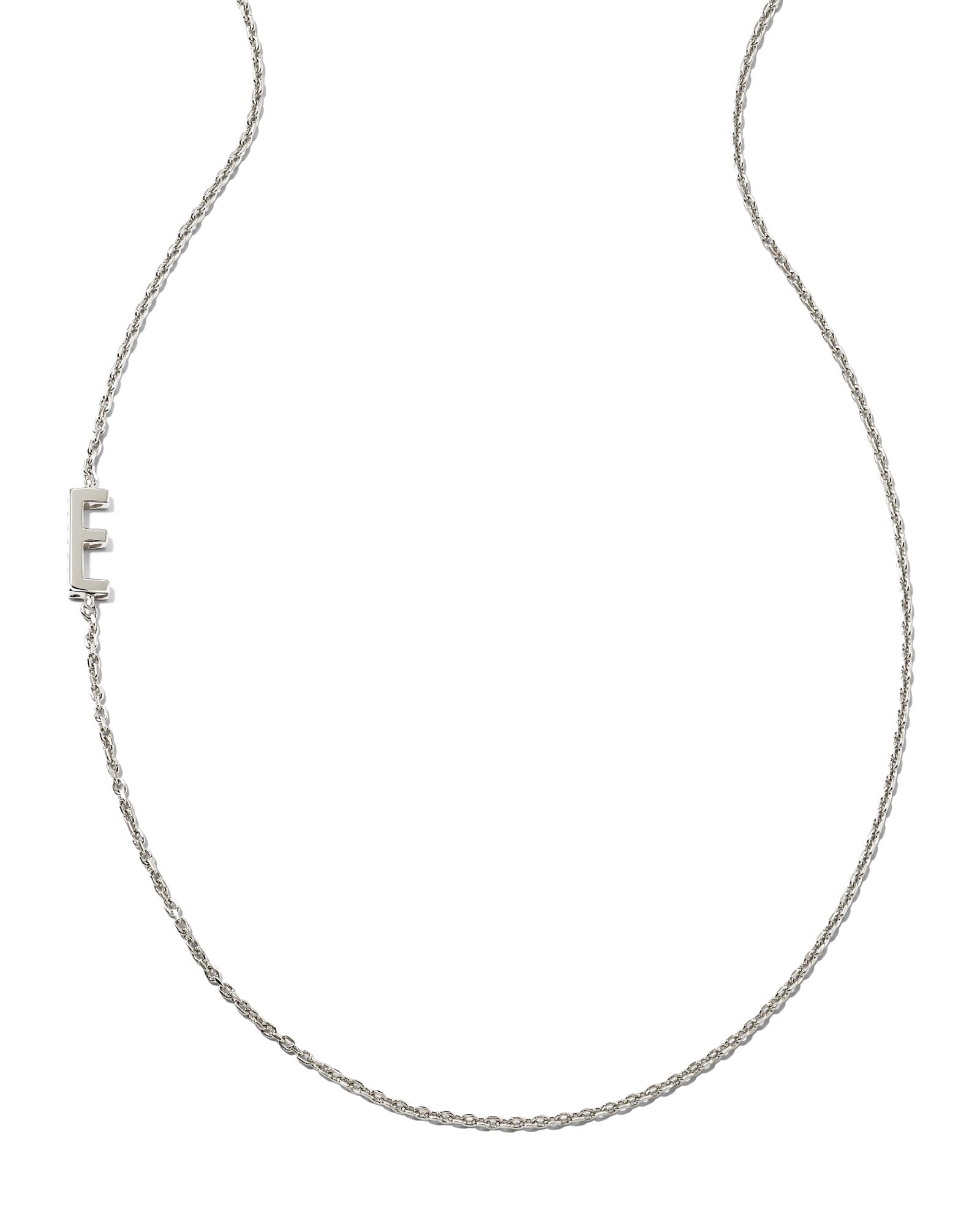 Letter E Inline Initial Necklace in Sterling Silver