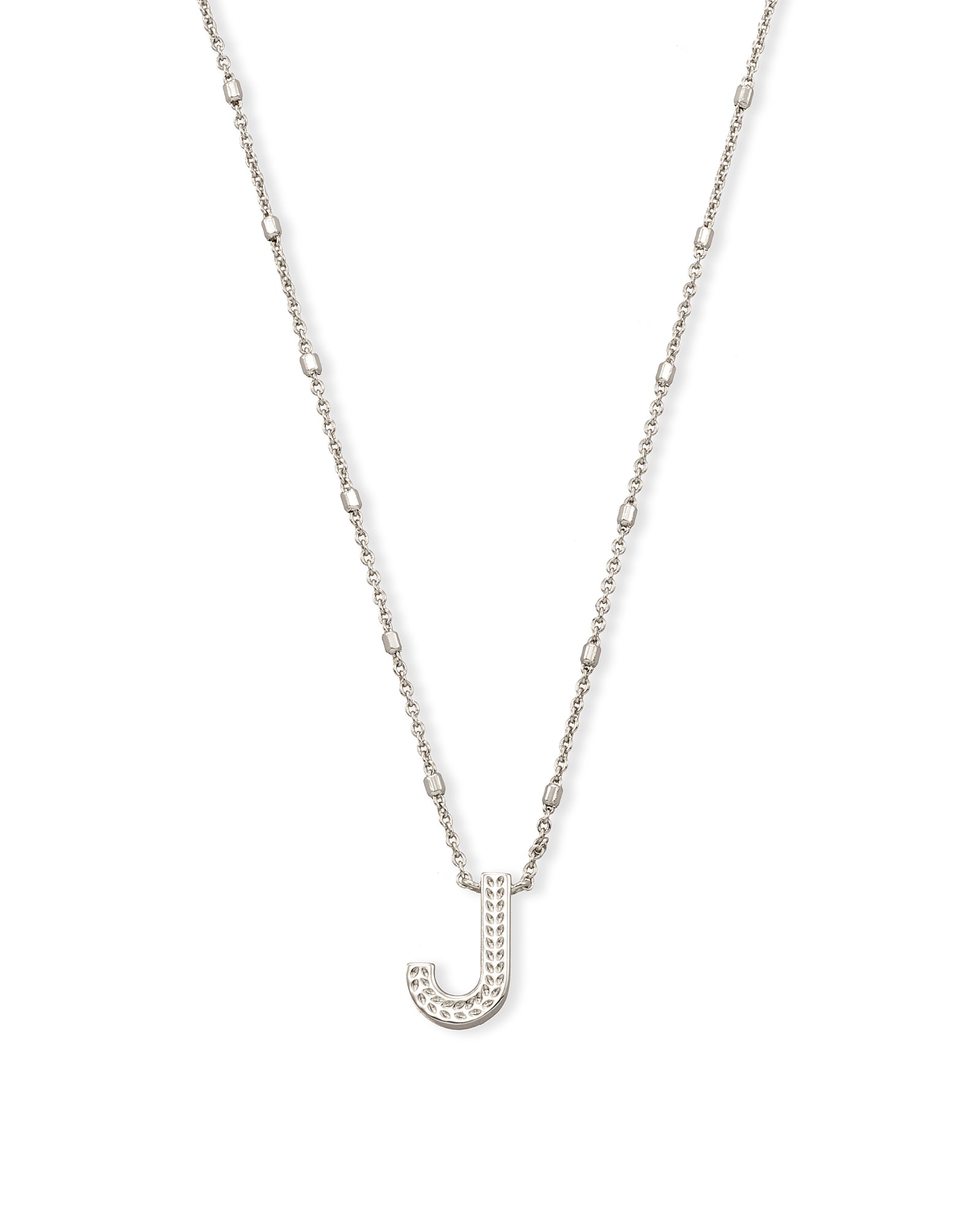 Letter J Pendant Necklace in Silver