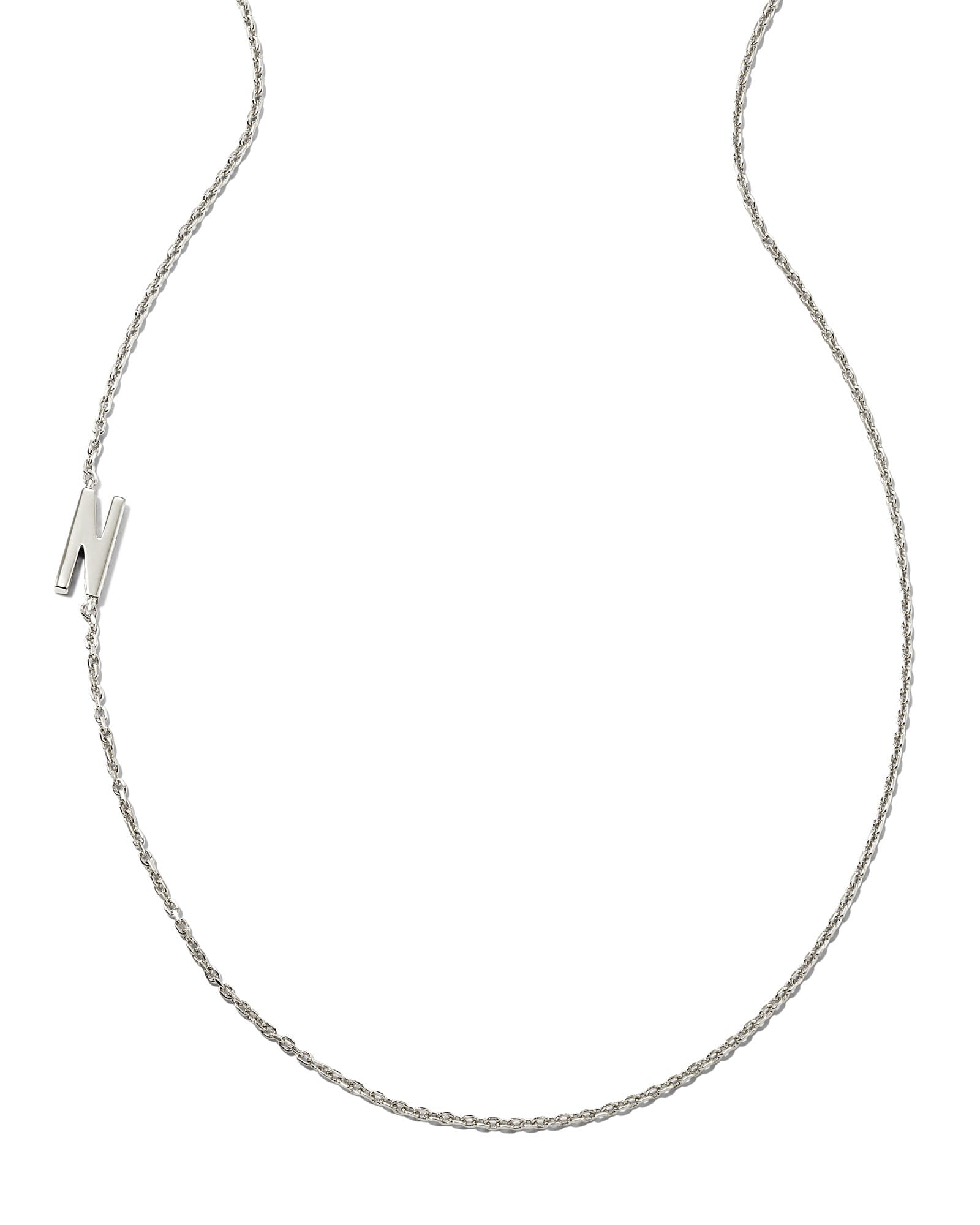 Letter N Inline Initial Necklace in Sterling Silver