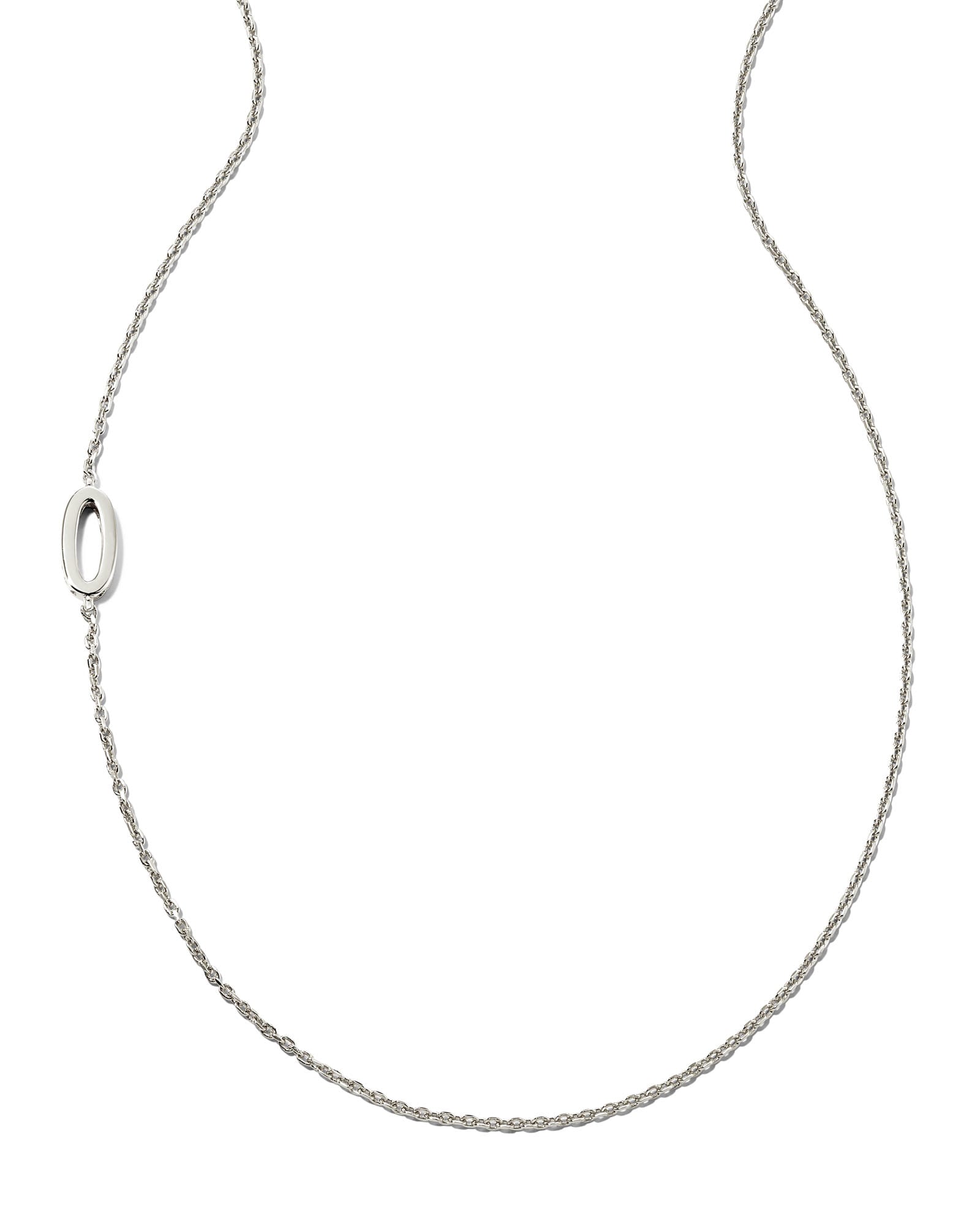 Letter O Inline Initial Necklace in Sterling Silver