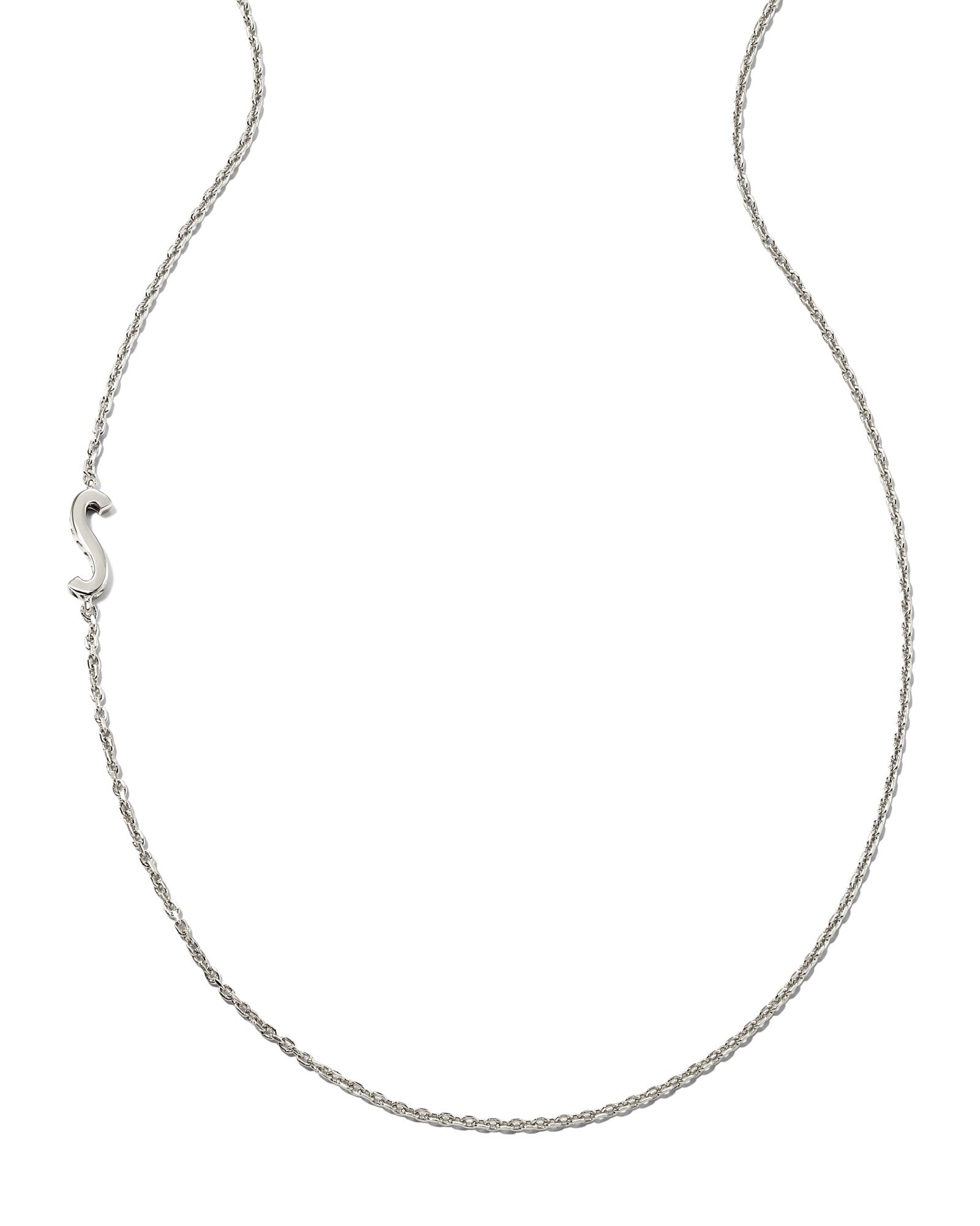 Letter S Inline Initial Necklace in Sterling Silver