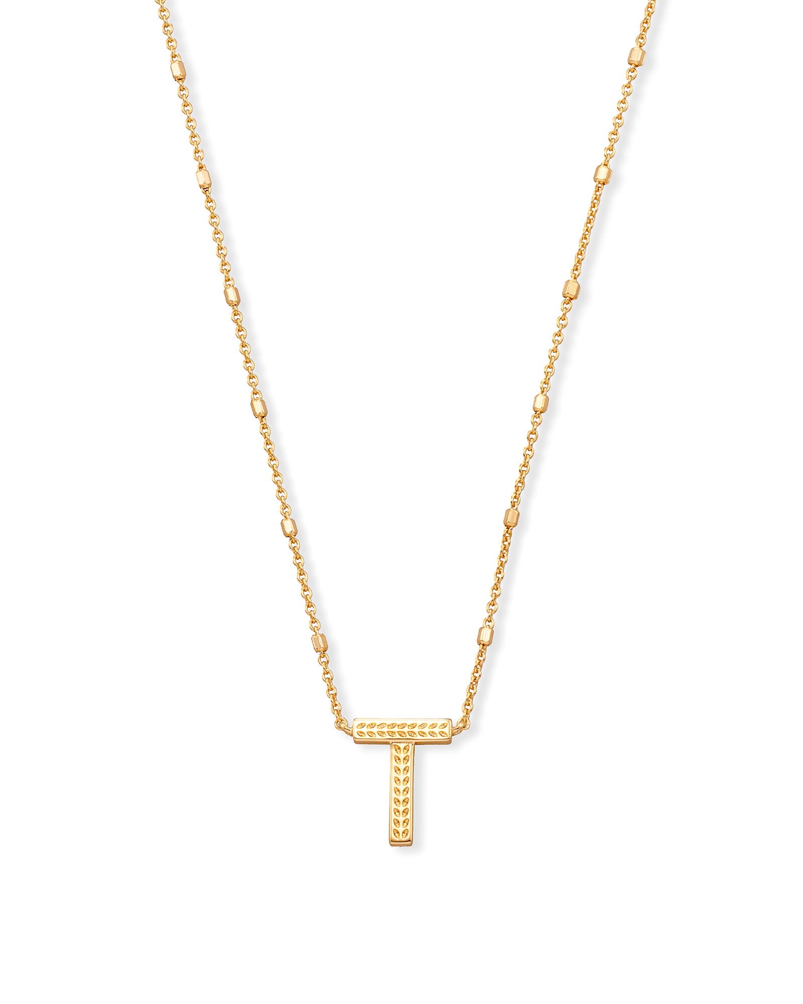 Letter T Pendant Necklace in Gold