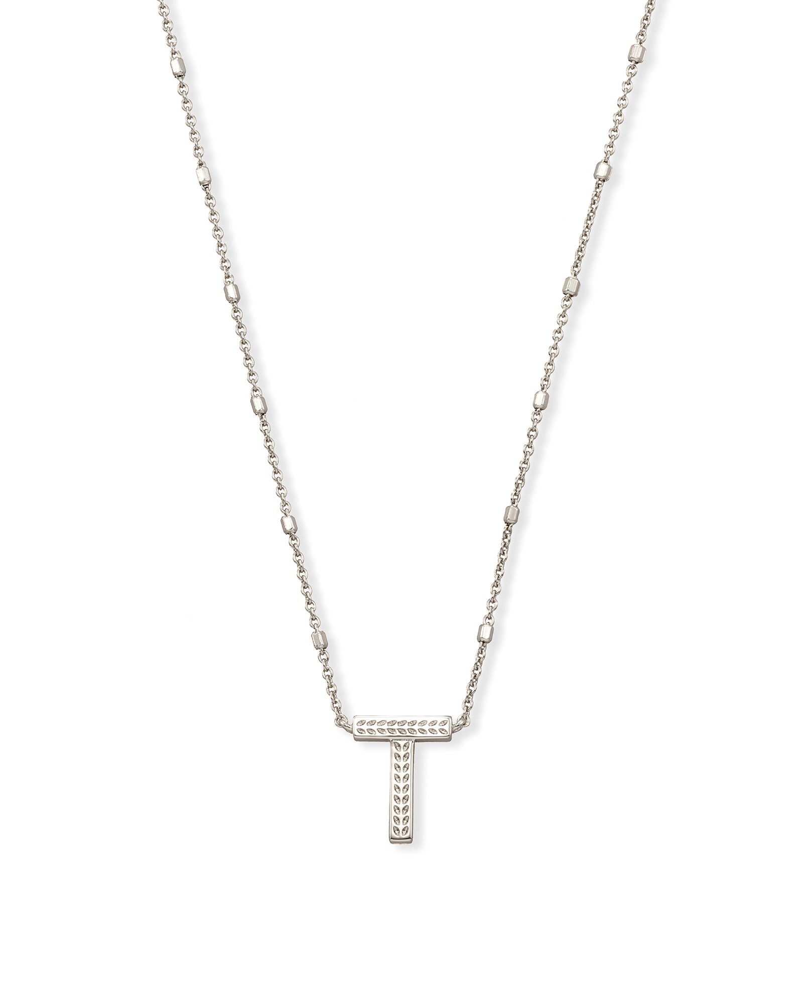 Letter T Pendant Necklace in Silver