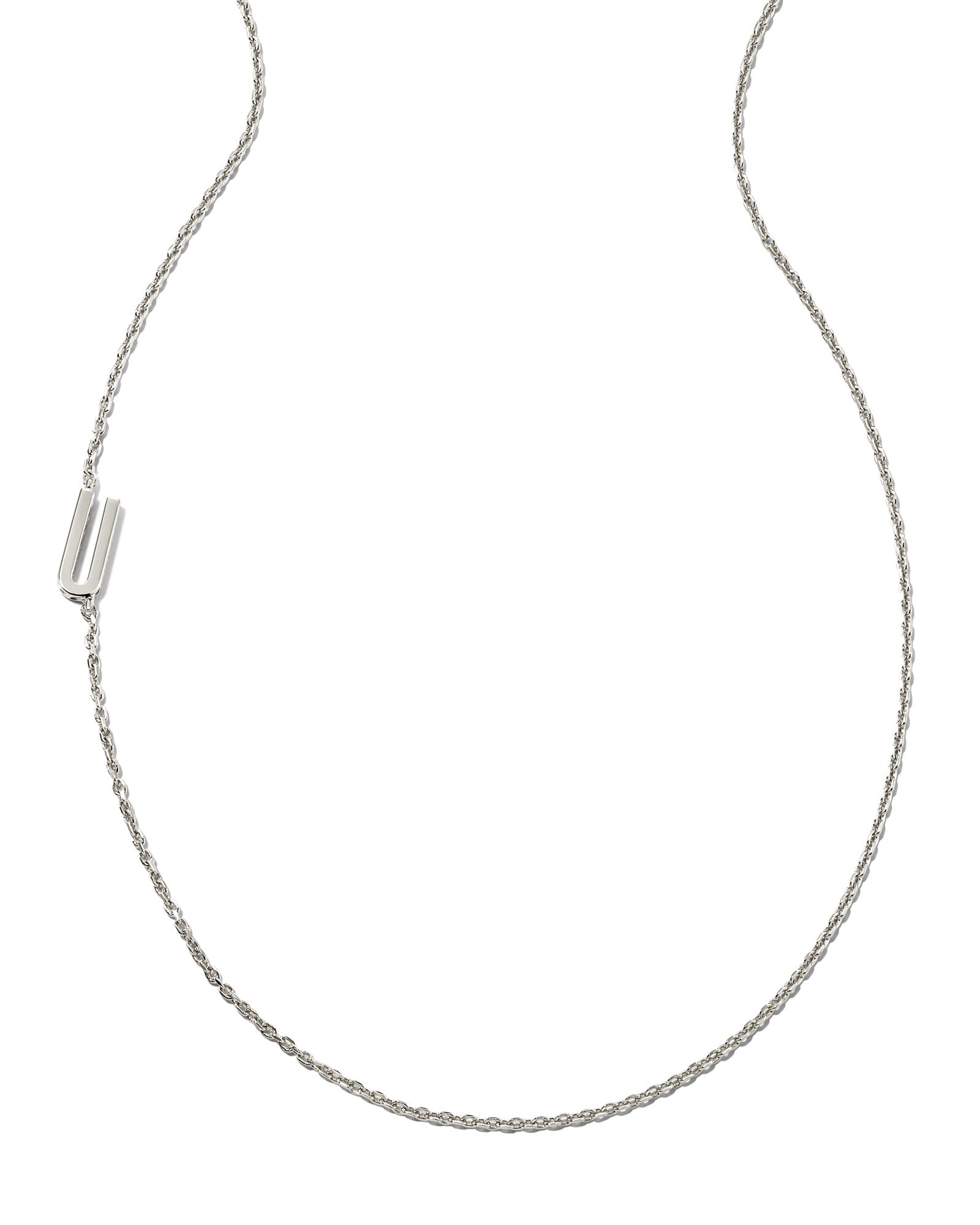 Letter U Inline Initial Necklace in Sterling Silver