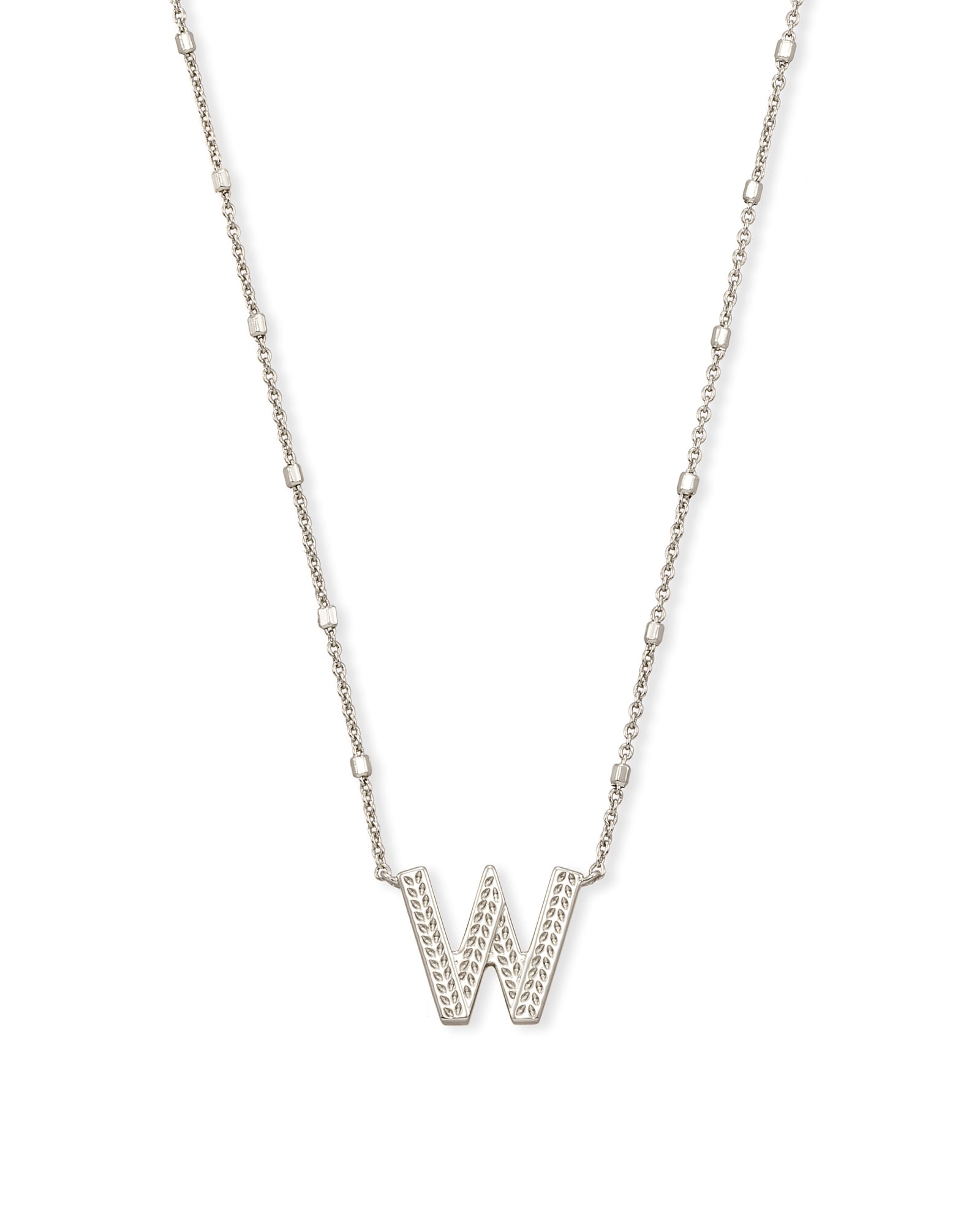 Letter W Pendant Necklace in Silver