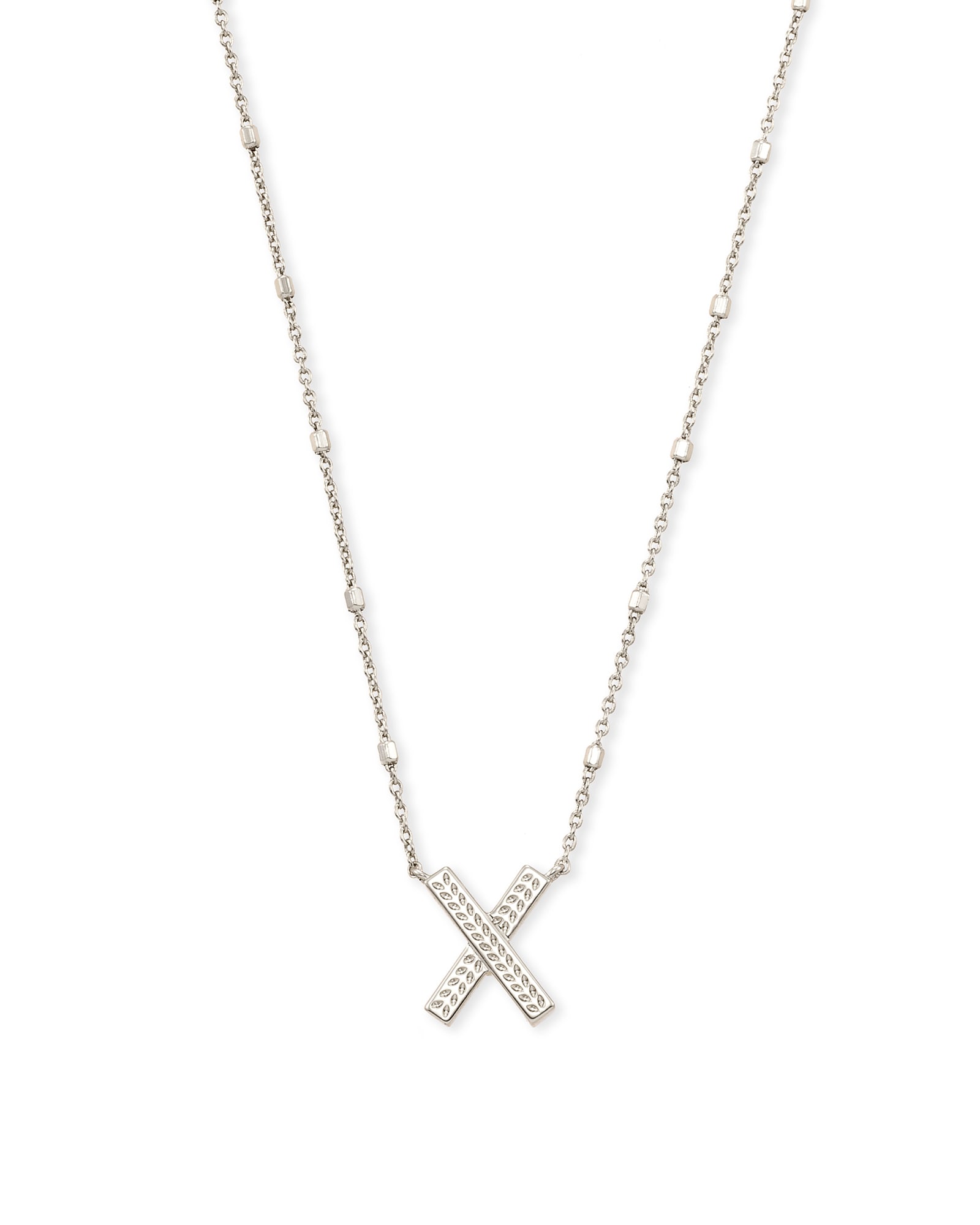 Letter X Pendant Necklace in Silver