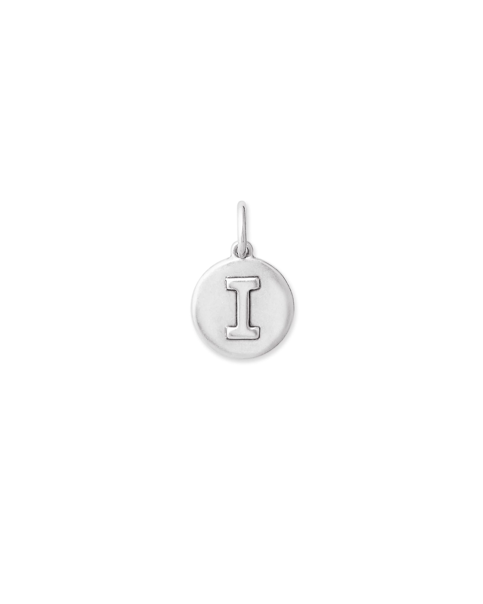 Letter I Coin Charm in Oxidized Sterling Silver