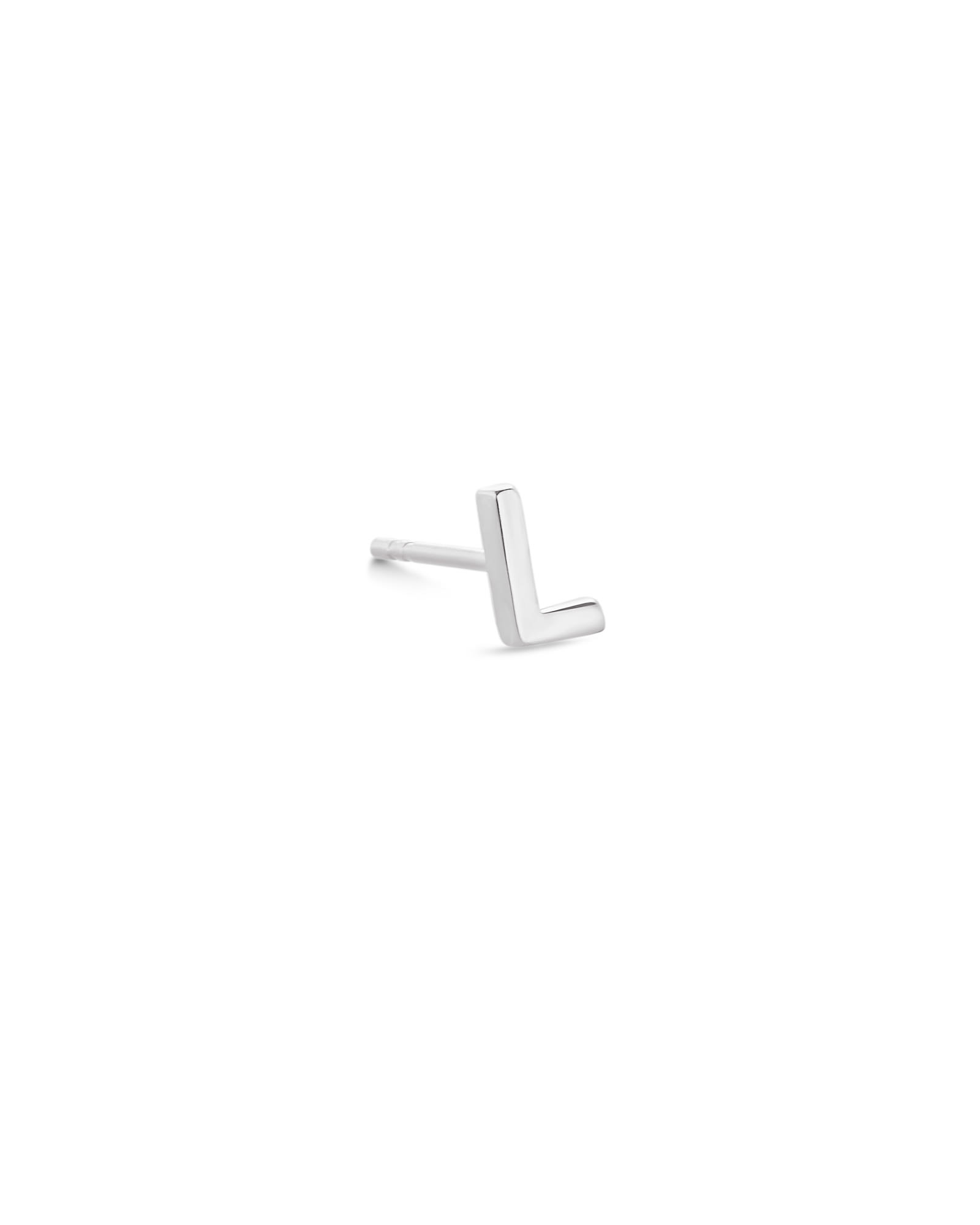 Letter L Single Stud Earring in Sterling Silver 