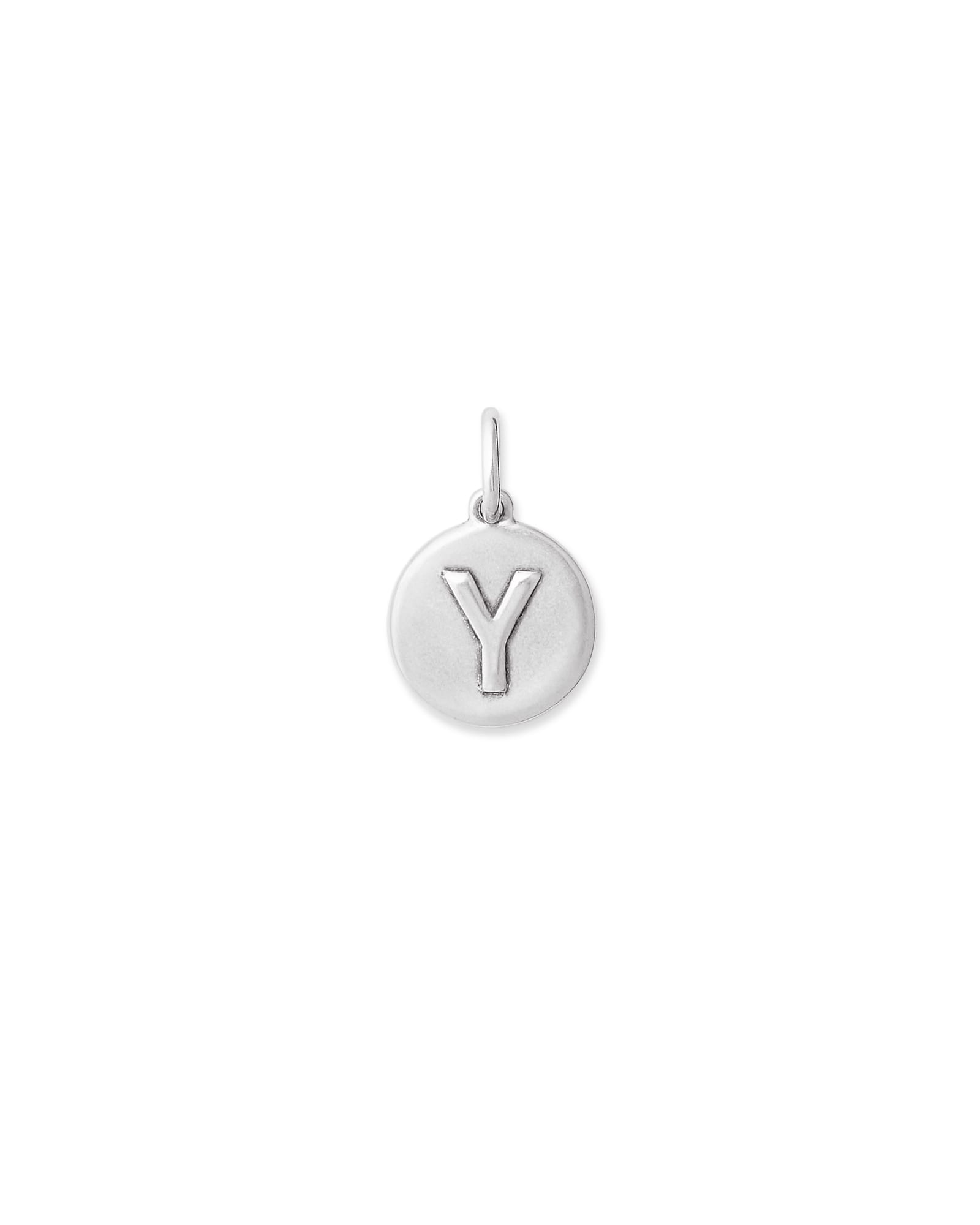 Letter Y Coin Charm in Oxidized Sterling Silver