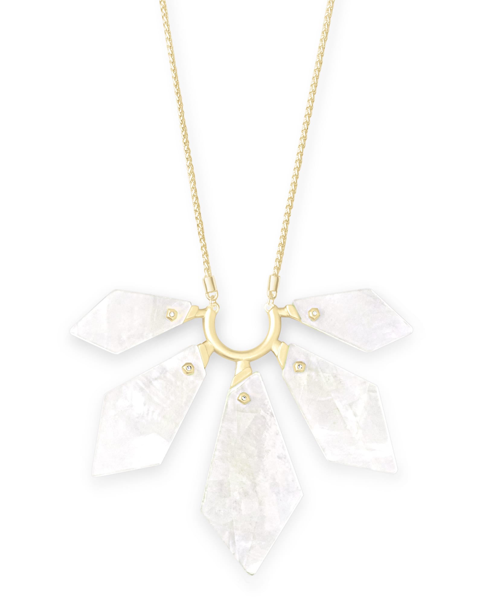 Mari Gold Long Pendant Necklace in Ivory Mother-of-Pearl
